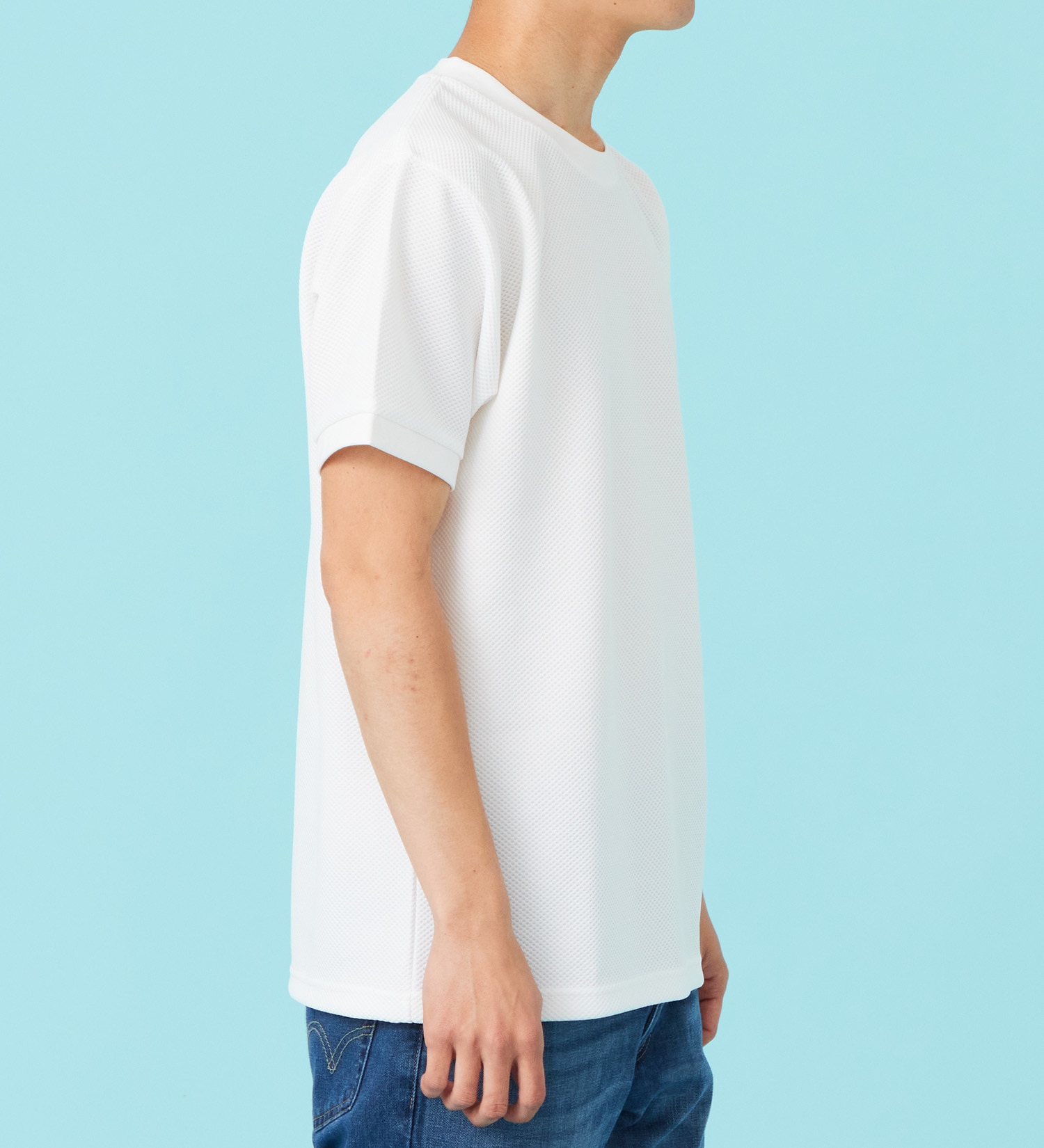 EDWIN(エドウイン)のポリエステル ワッフルTシャツ【アウトレット店舗・WEB限定商品】|トップス/Tシャツ/カットソー/メンズ|ホワイト