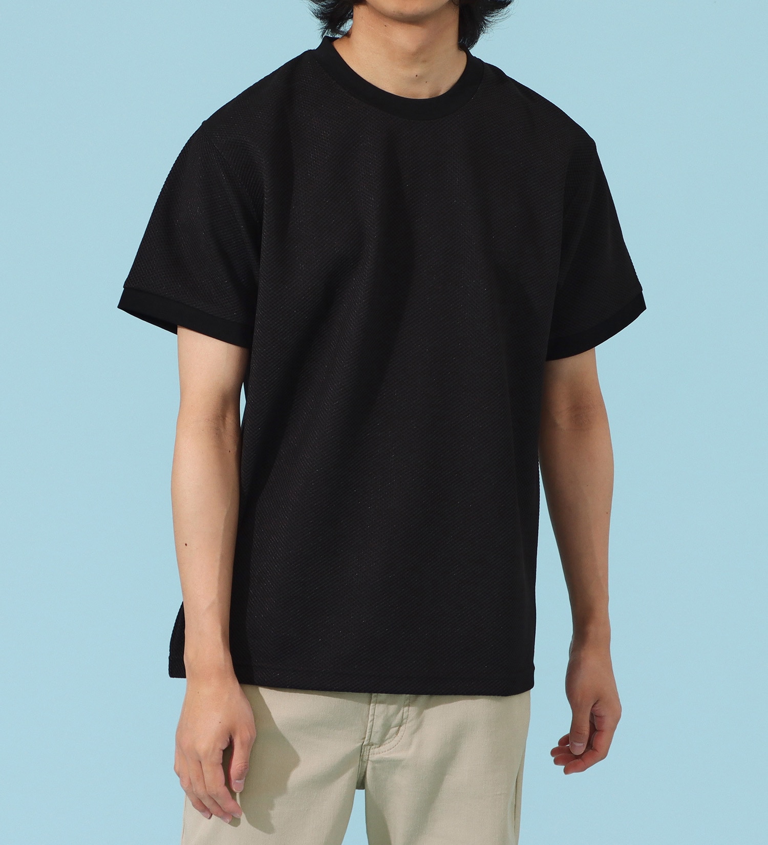 EDWIN(エドウイン)のポリエステル ワッフルTシャツ【アウトレット店舗・WEB限定商品】|トップス/Tシャツ/カットソー/メンズ|ブラック