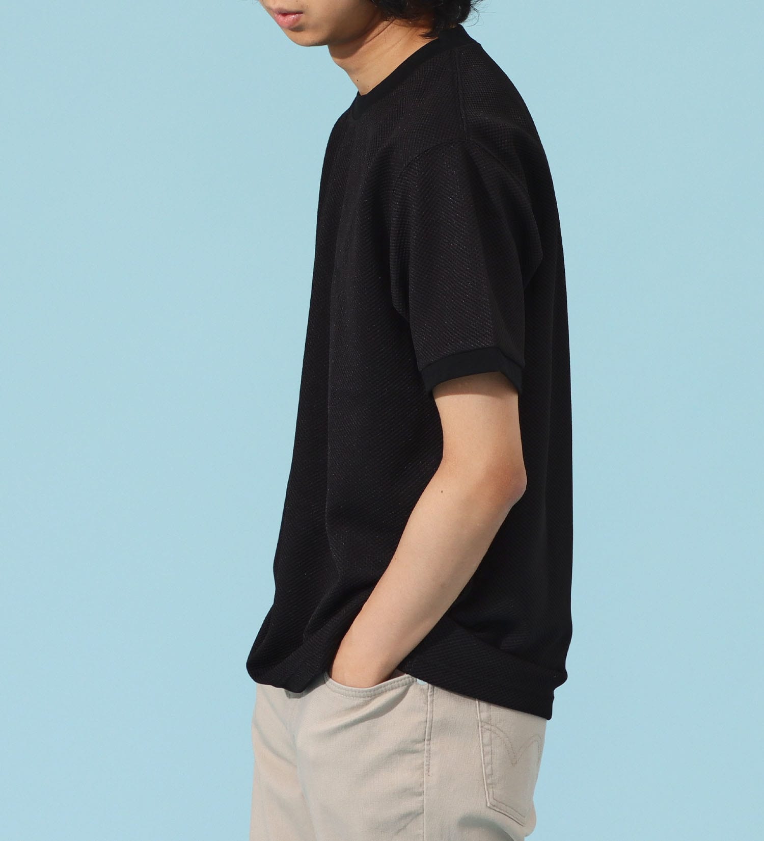 EDWIN(エドウイン)のポリエステル ワッフルTシャツ【アウトレット店舗・WEB限定商品】|トップス/Tシャツ/カットソー/メンズ|ブラック