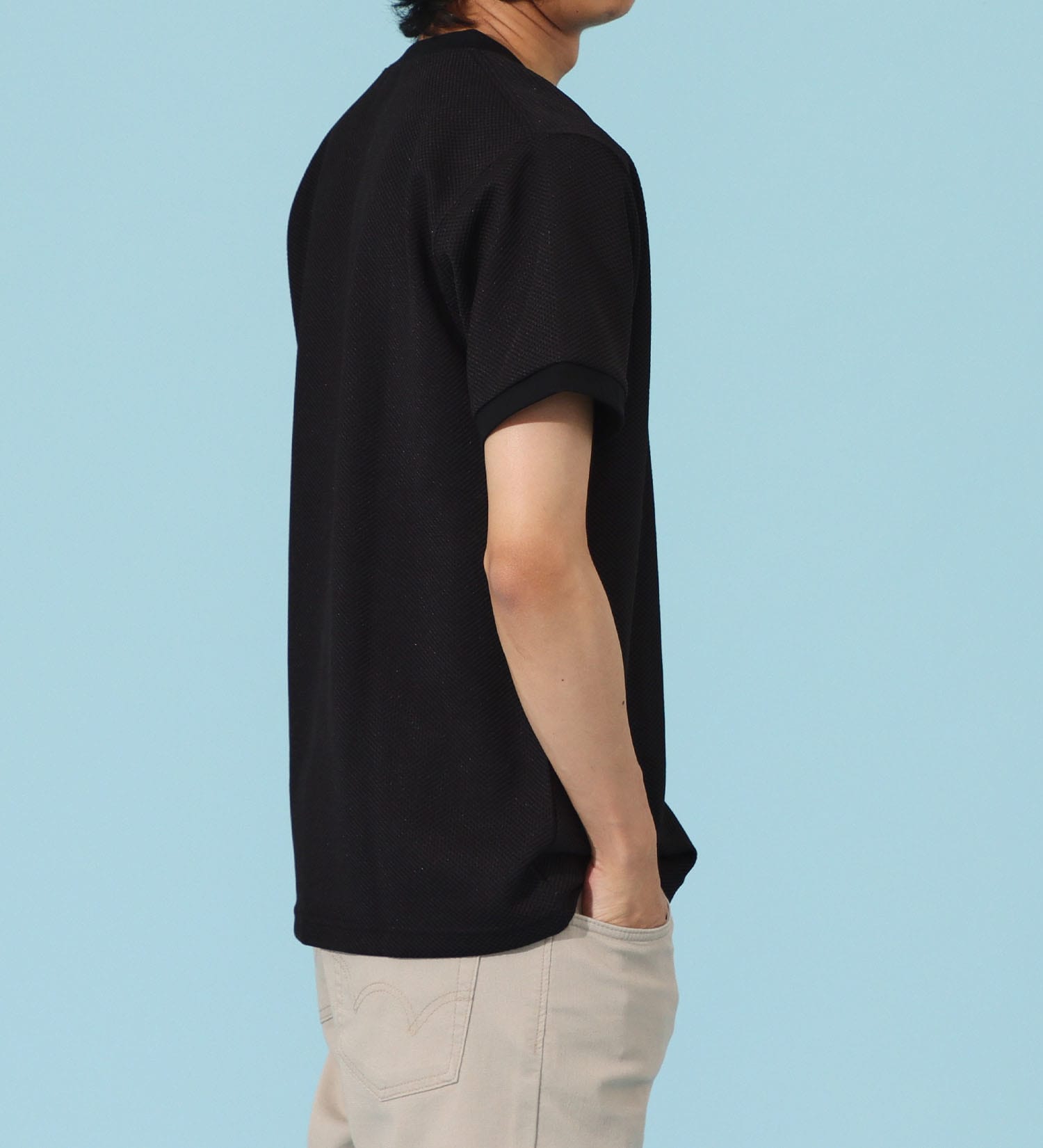 EDWIN(エドウイン)のポリエステル ワッフルTシャツ【アウトレット店舗・WEB限定商品】|トップス/Tシャツ/カットソー/メンズ|ブラック