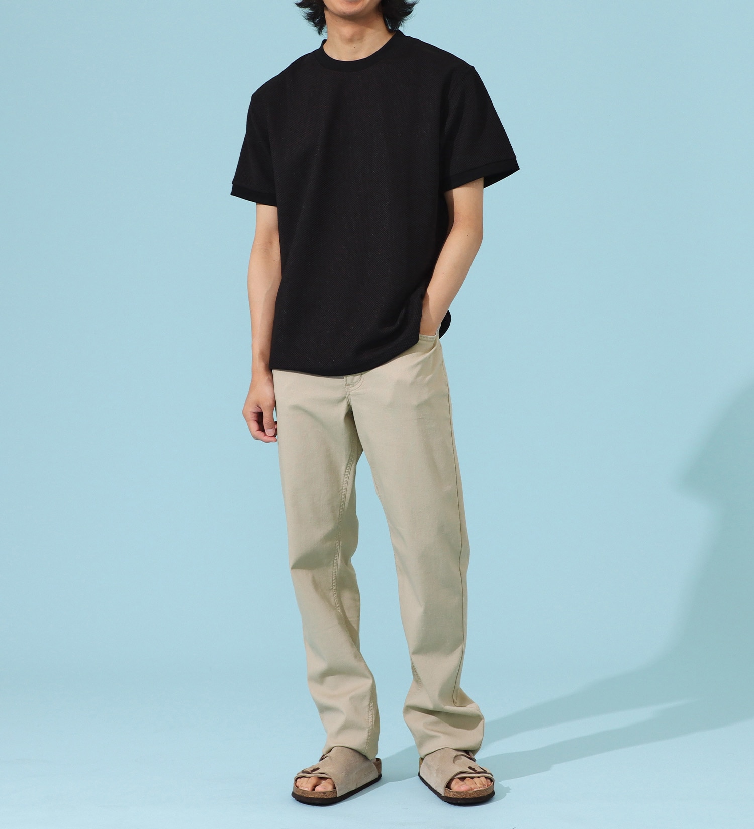 EDWIN(エドウイン)のポリエステル ワッフルTシャツ【アウトレット店舗・WEB限定商品】|トップス/Tシャツ/カットソー/メンズ|ブラック
