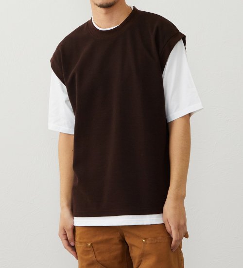 EDWIN(エドウイン)のベストレイヤードTシャツ【アウトレット店舗・WEB限定商品】|トップス/Tシャツ/カットソー/メンズ|ブラウン
