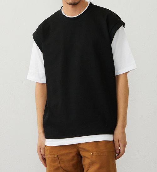 EDWIN(エドウイン)のベストレイヤードTシャツ【アウトレット店舗・WEB限定商品】|トップス/Tシャツ/カットソー/メンズ|ブラック