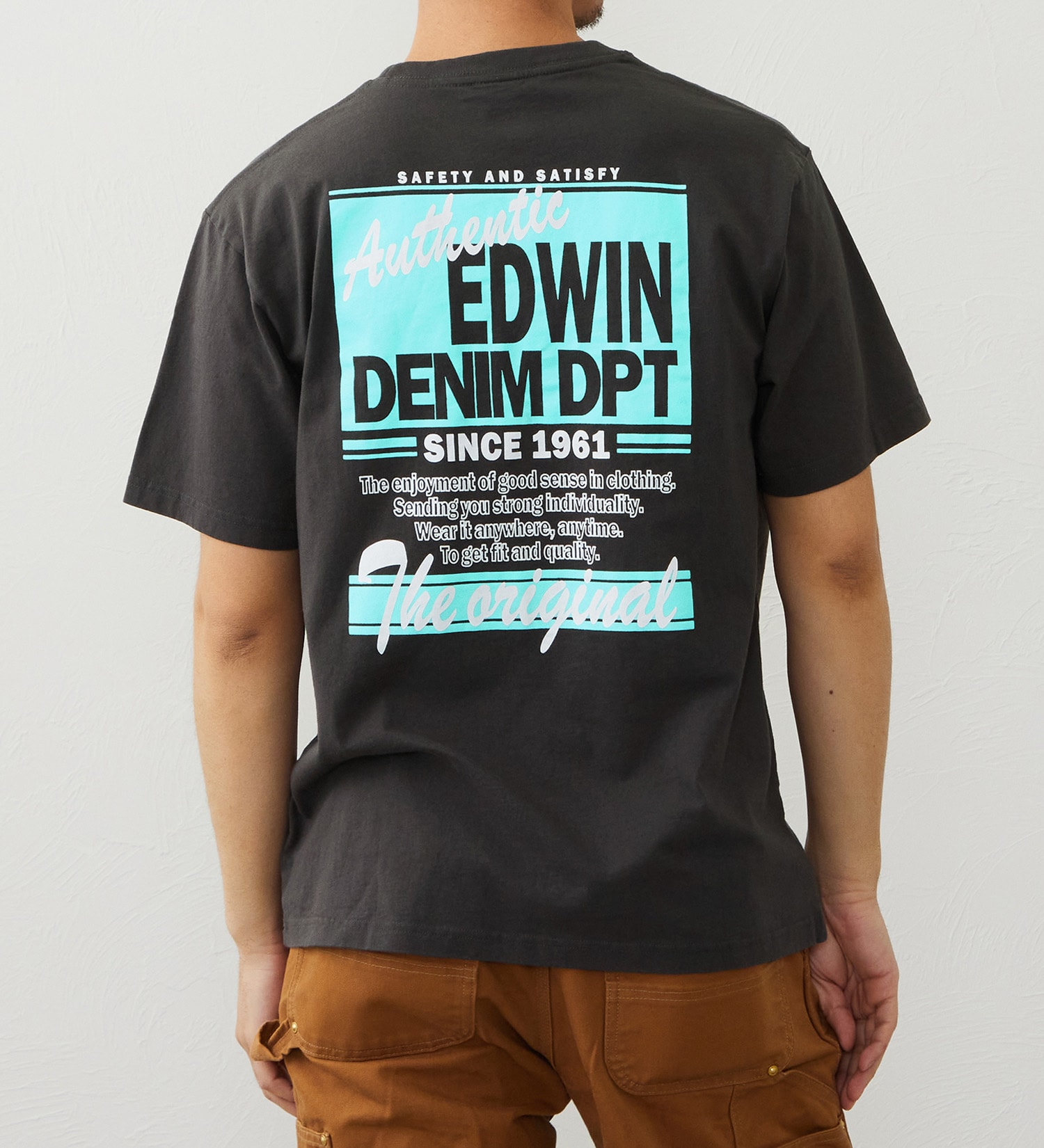 EDWIN(エドウイン)のバックプリント 半袖Tシャツ【アウトレット店舗・WEB限定商品】|トップス/Tシャツ/カットソー/メンズ|エメラルドブルー