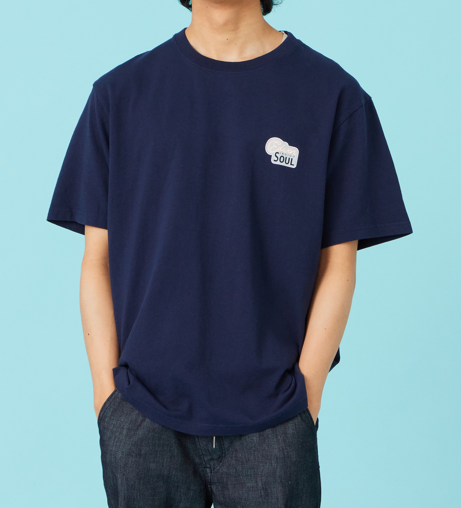 EDWIN(エドウイン)のバックプリント 半袖Tシャツ【アウトレット店舗・WEB限定商品】|トップス/Tシャツ/カットソー/メンズ|ネイビー
