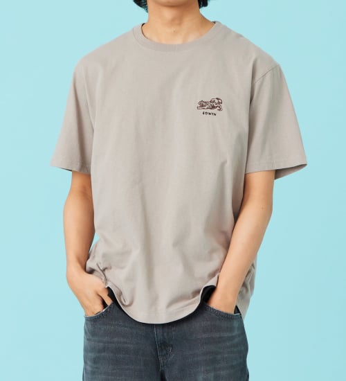 EDWIN(エドウイン)の刺繍 半袖Tシャツ【アウトレット店舗・WEB限定商品】|トップス/Tシャツ/カットソー/メンズ|グレー