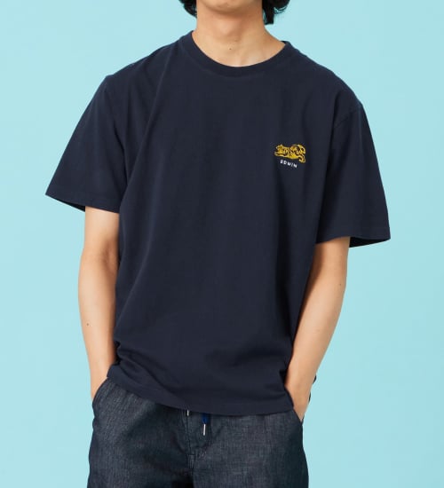 EDWIN(エドウイン)の刺繍 半袖Tシャツ【アウトレット店舗・WEB限定商品】|トップス/Tシャツ/カットソー/メンズ|ネイビー