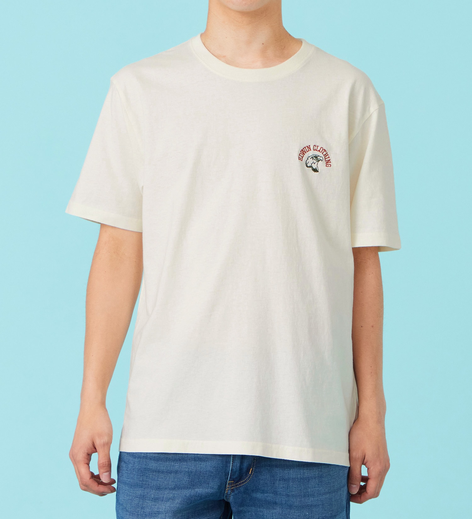EDWIN(エドウイン)の刺繍 半袖Tシャツ【アウトレット店舗・WEB限定商品】|トップス/Tシャツ/カットソー/メンズ|アイボリー