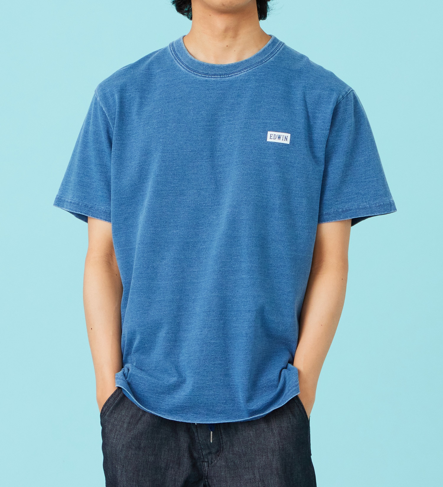 EDWIN(エドウイン)のインディゴ 半袖Tシャツ【アウトレット店舗・WEB限定商品】|トップス/Tシャツ/カットソー/メンズ|淡色ブルー