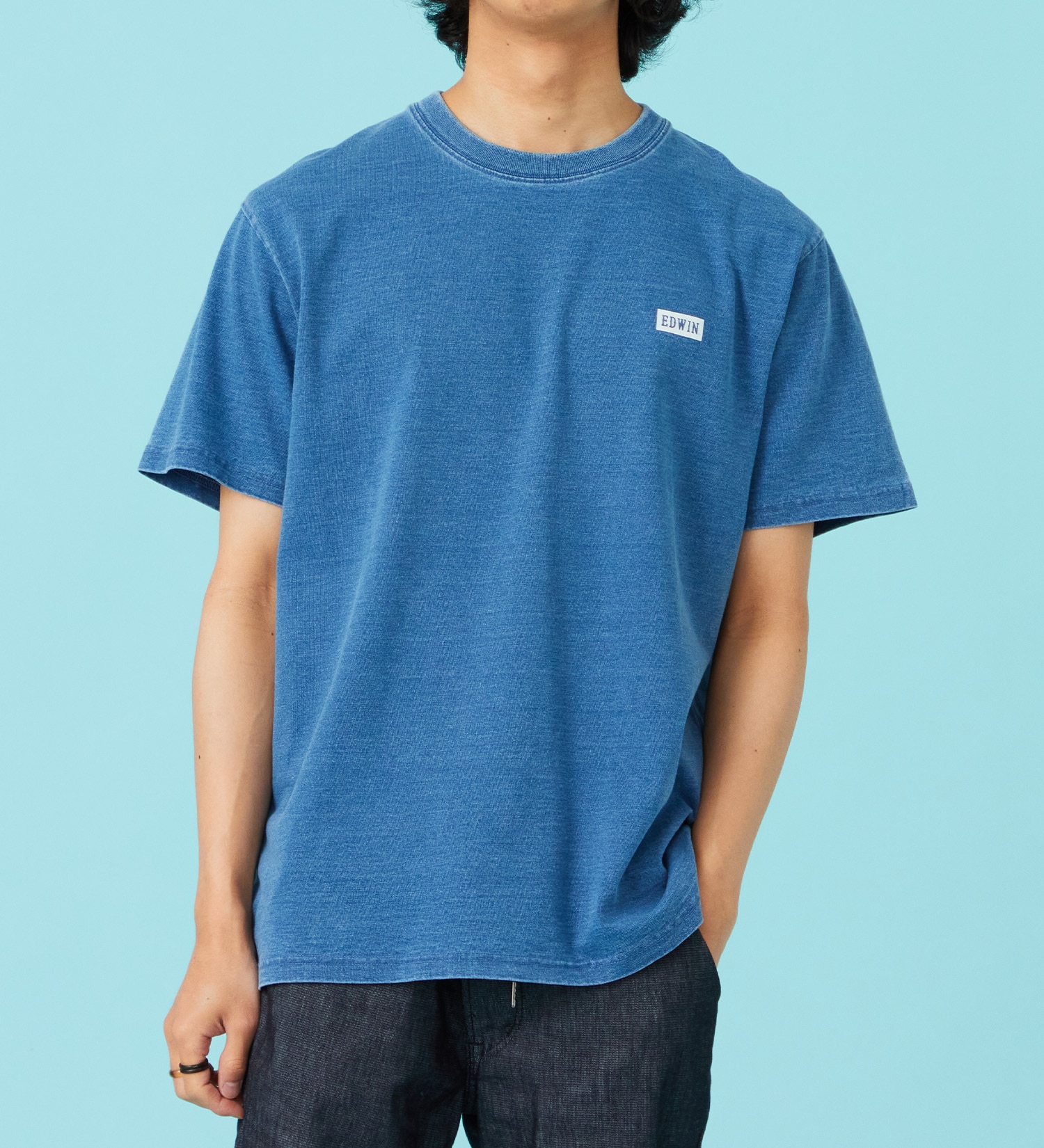 EDWIN(エドウイン)のインディゴ 半袖Tシャツ【アウトレット店舗・WEB限定商品】|トップス/Tシャツ/カットソー/メンズ|淡色ブルー