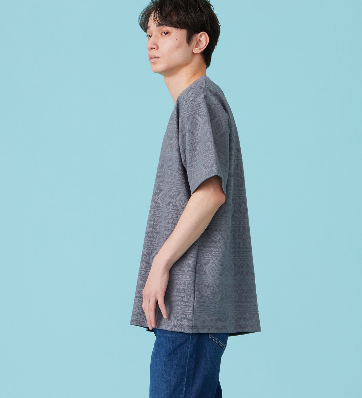EDWIN(エドウイン)のネイティブプリントTシャツ【アウトレット店舗・WEB限定商品】|トップス/Tシャツ/カットソー/メンズ|グレー