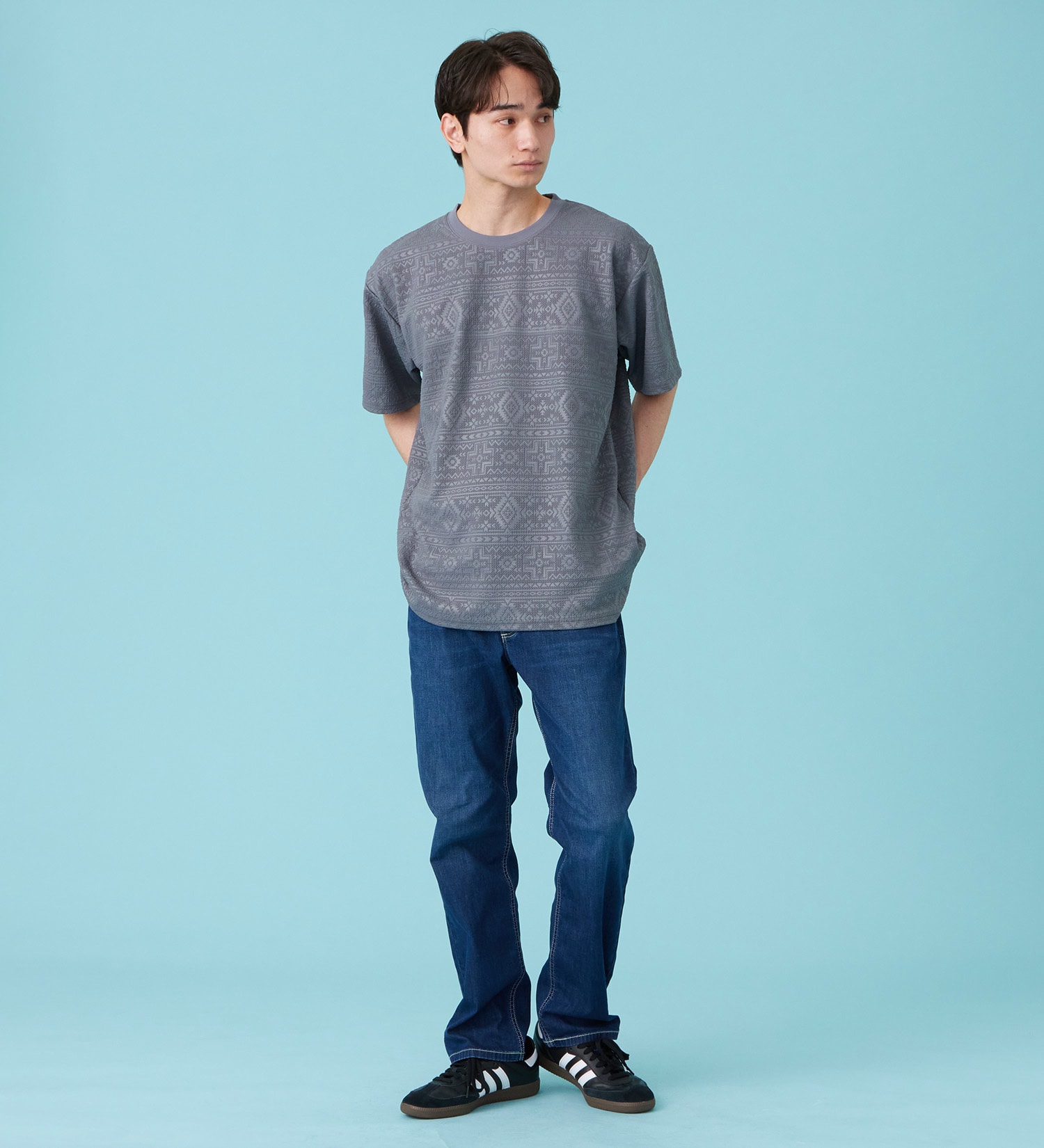 EDWIN(エドウイン)のネイティブプリントTシャツ【アウトレット店舗・WEB限定商品】|トップス/Tシャツ/カットソー/メンズ|グレー
