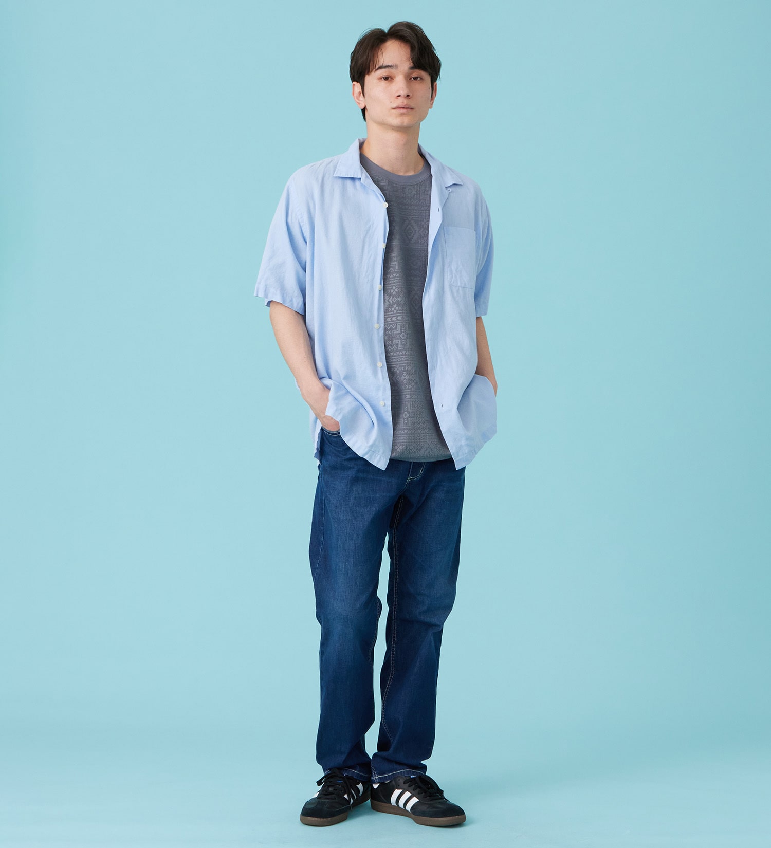 EDWIN(エドウイン)のネイティブプリントTシャツ【アウトレット店舗・WEB限定商品】|トップス/Tシャツ/カットソー/メンズ|グレー