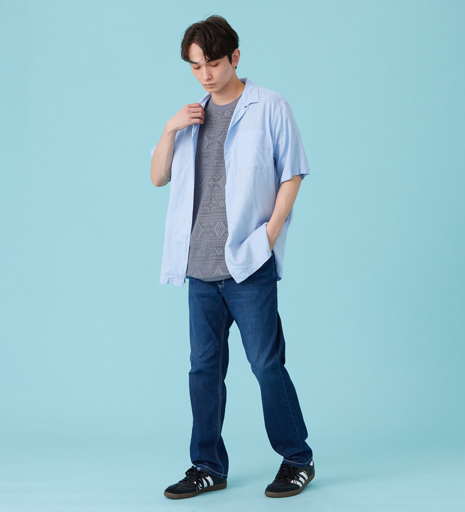 EDWIN(エドウイン)のネイティブプリントTシャツ【アウトレット店舗・WEB限定商品】|トップス/Tシャツ/カットソー/メンズ|グレー