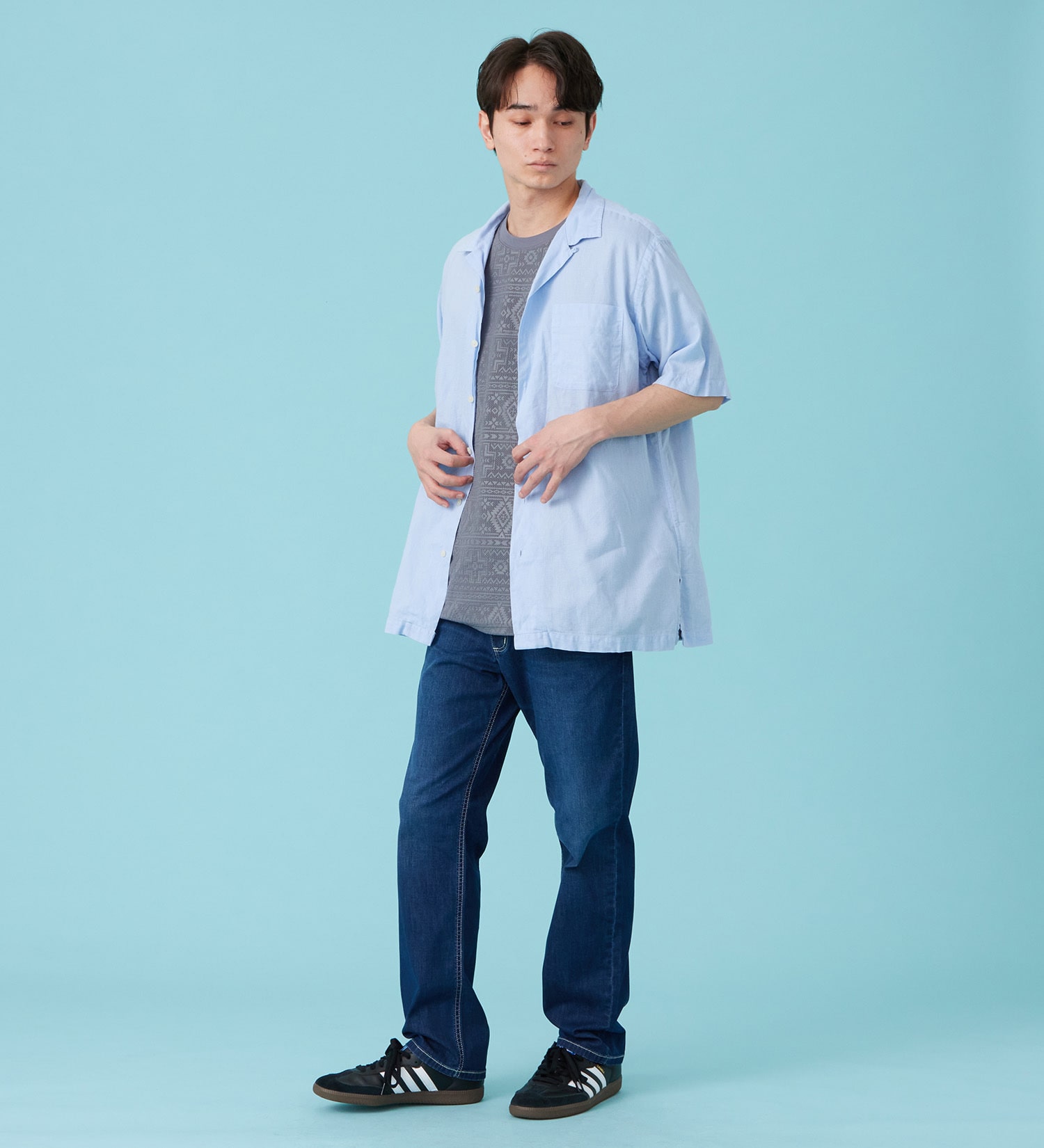 EDWIN(エドウイン)のネイティブプリントTシャツ【アウトレット店舗・WEB限定商品】|トップス/Tシャツ/カットソー/メンズ|グレー