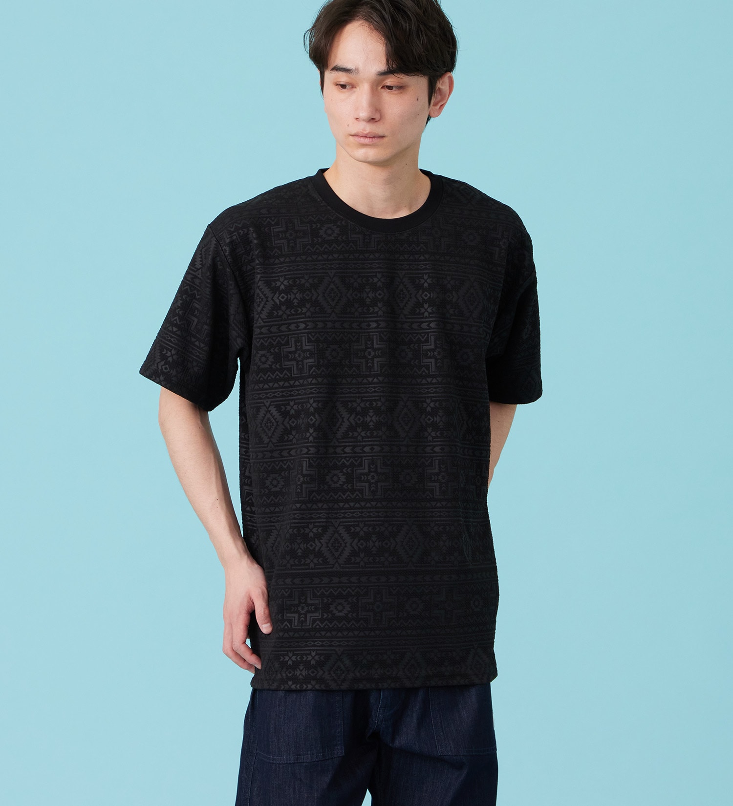 EDWIN(エドウイン)のネイティブプリントTシャツ【アウトレット店舗・WEB限定商品】|トップス/Tシャツ/カットソー/メンズ|ブラック