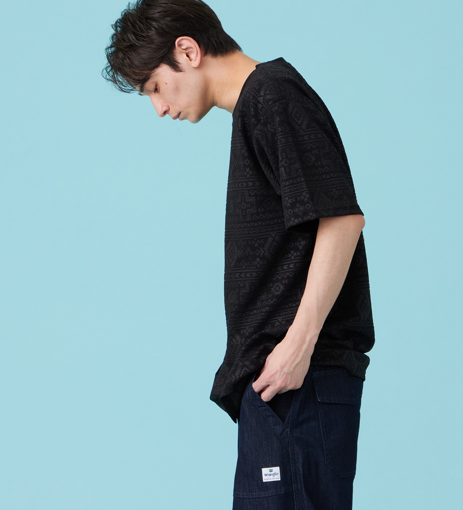 EDWIN(エドウイン)のネイティブプリントTシャツ【アウトレット店舗・WEB限定商品】|トップス/Tシャツ/カットソー/メンズ|ブラック
