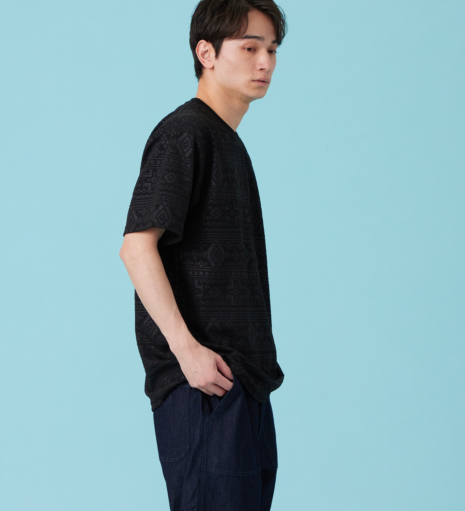 EDWIN(エドウイン)のネイティブプリントTシャツ【アウトレット店舗・WEB限定商品】|トップス/Tシャツ/カットソー/メンズ|ブラック