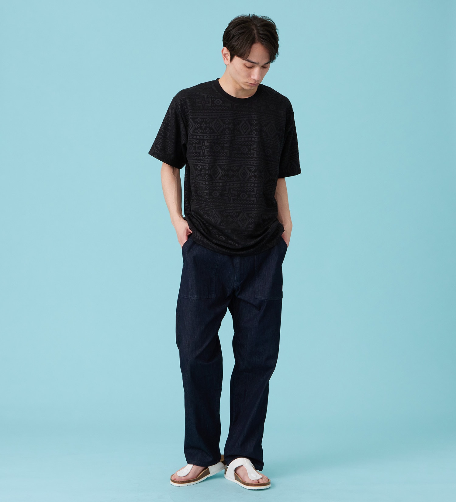 EDWIN(エドウイン)のネイティブプリントTシャツ【アウトレット店舗・WEB限定商品】|トップス/Tシャツ/カットソー/メンズ|ブラック