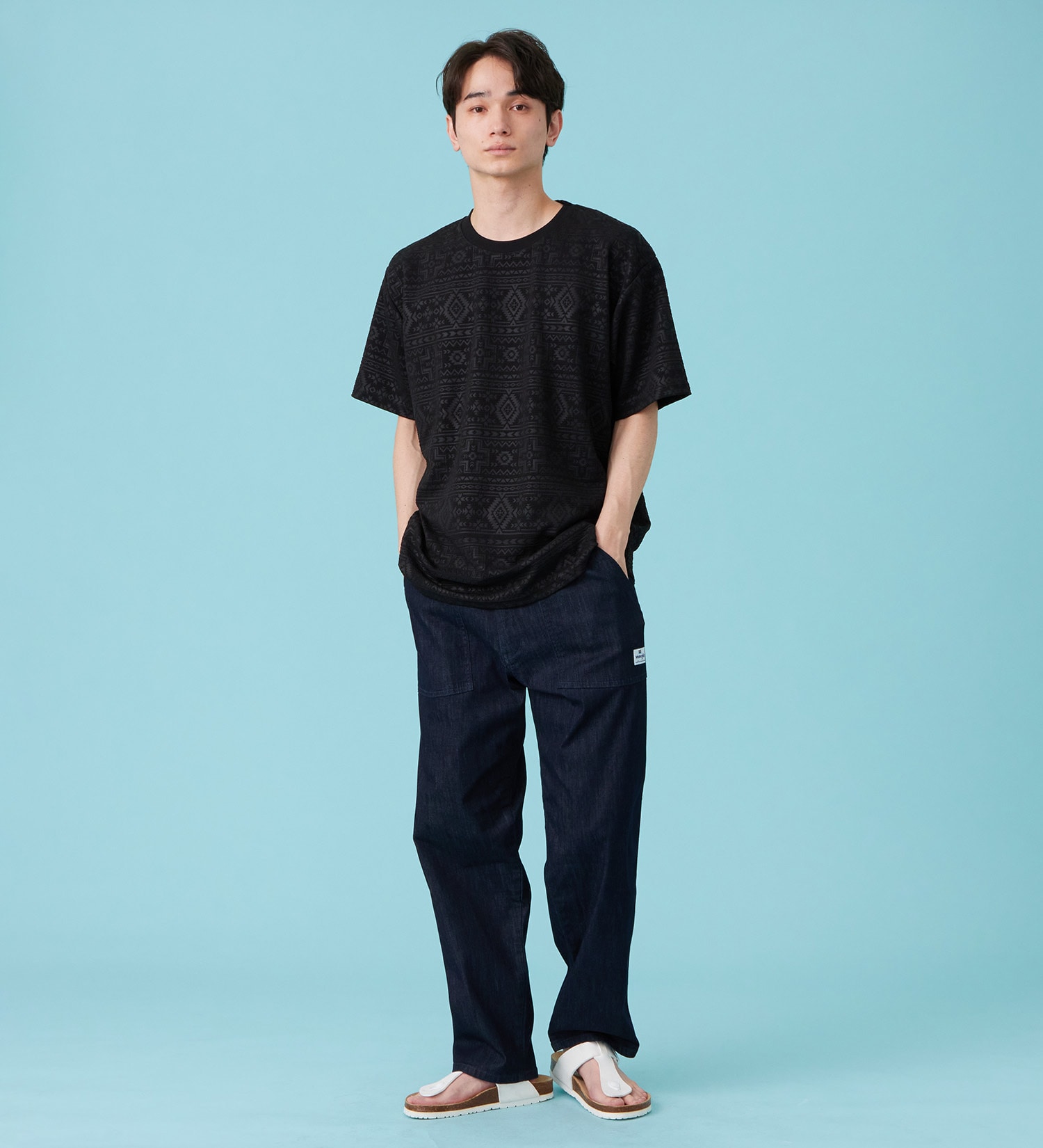EDWIN(エドウイン)のネイティブプリントTシャツ【アウトレット店舗・WEB限定商品】|トップス/Tシャツ/カットソー/メンズ|ブラック