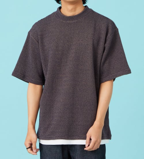 EDWIN(エドウイン)のフェイクレイヤード モックネックTシャツ【アウトレット店舗・WEB限定商品】|トップス/Tシャツ/カットソー/メンズ|ネイビー