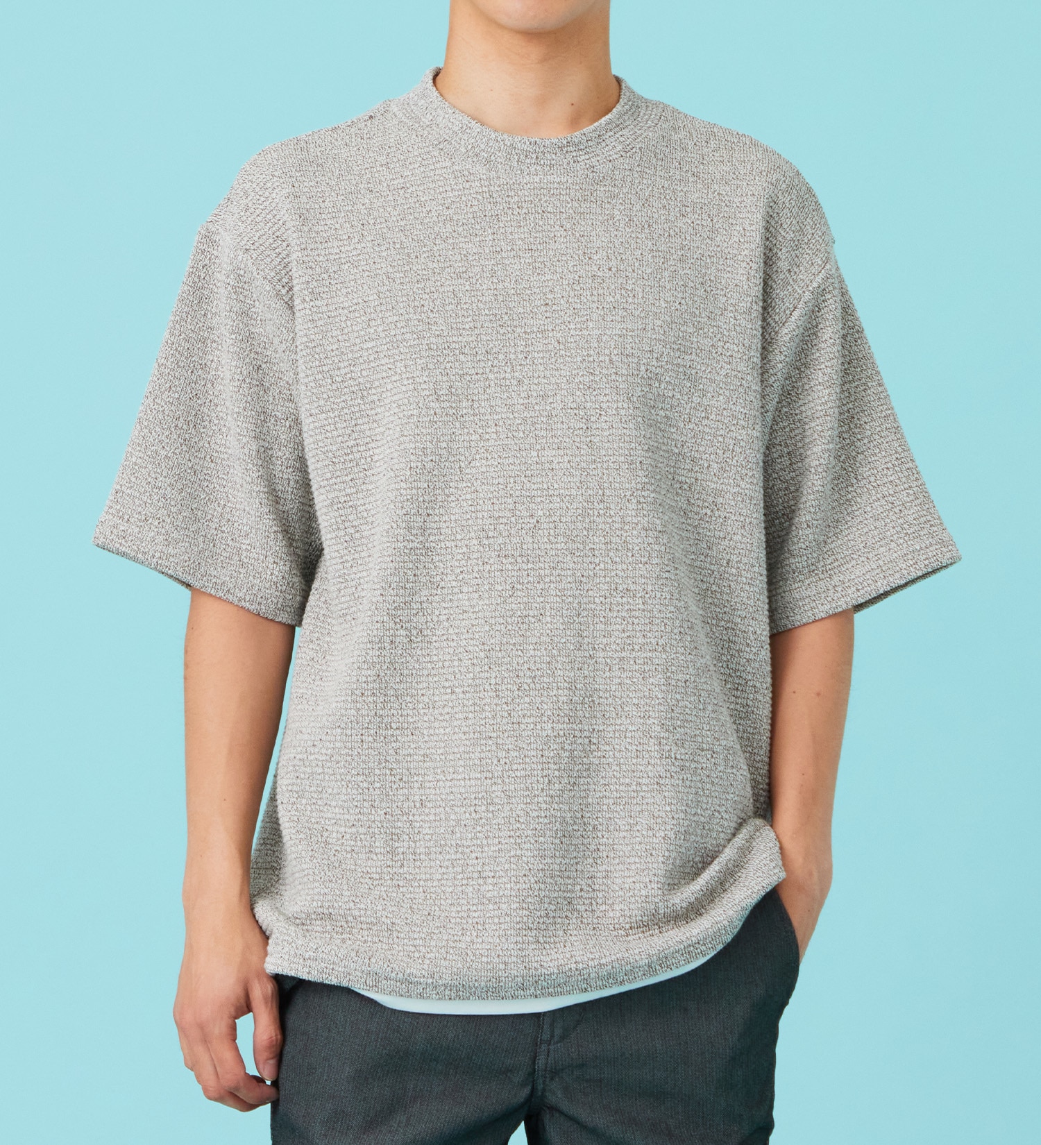 EDWIN(エドウイン)のフェイクレイヤード モックネックTシャツ【アウトレット店舗・WEB限定商品】|トップス/Tシャツ/カットソー/メンズ|グレー