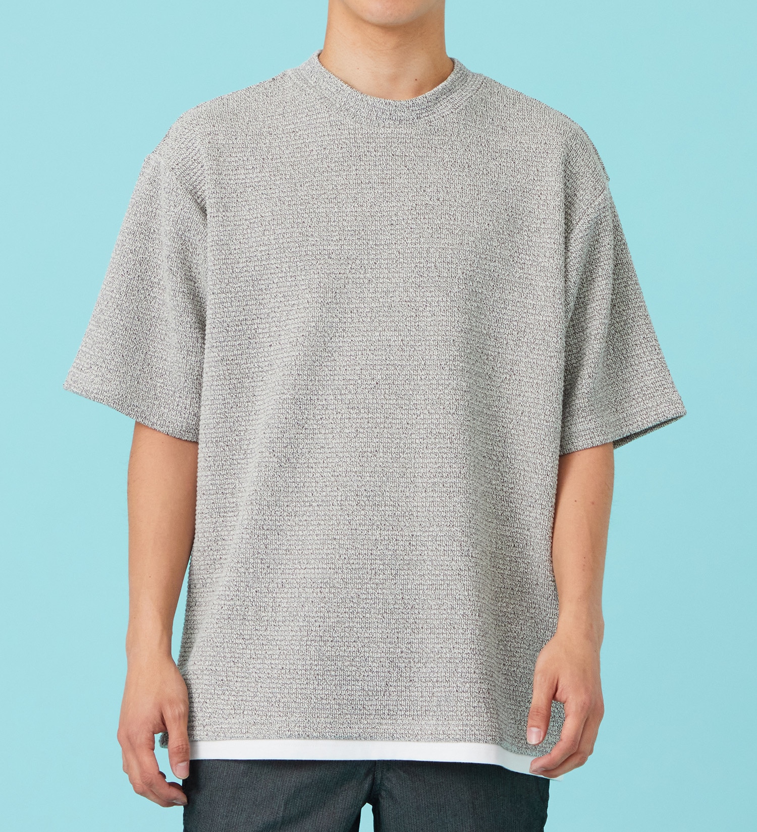 EDWIN(エドウイン)のフェイクレイヤード モックネックTシャツ【アウトレット店舗・WEB限定商品】|トップス/Tシャツ/カットソー/メンズ|グレー