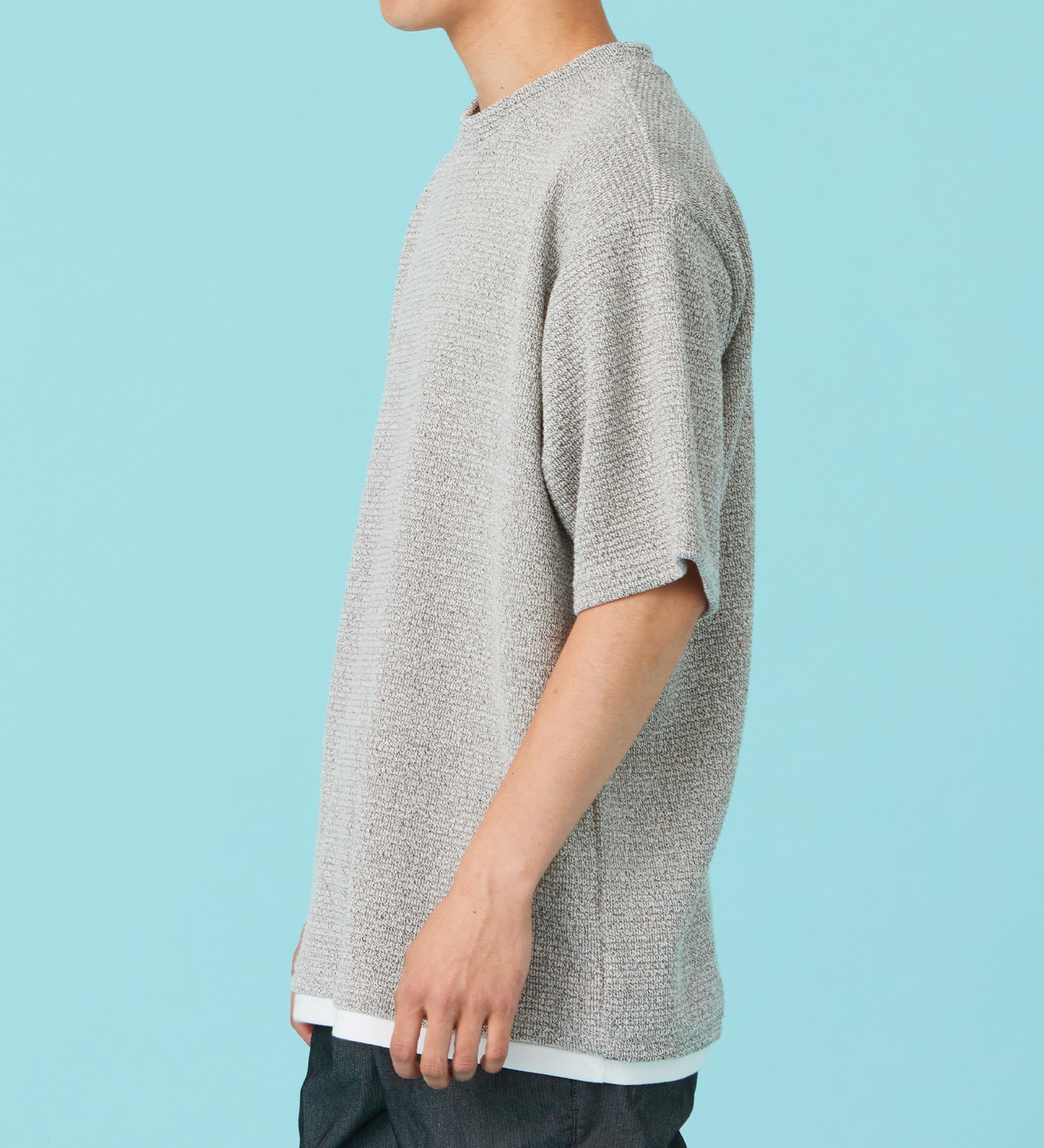 EDWIN(エドウイン)のフェイクレイヤード モックネックTシャツ【アウトレット店舗・WEB限定商品】|トップス/Tシャツ/カットソー/メンズ|グレー