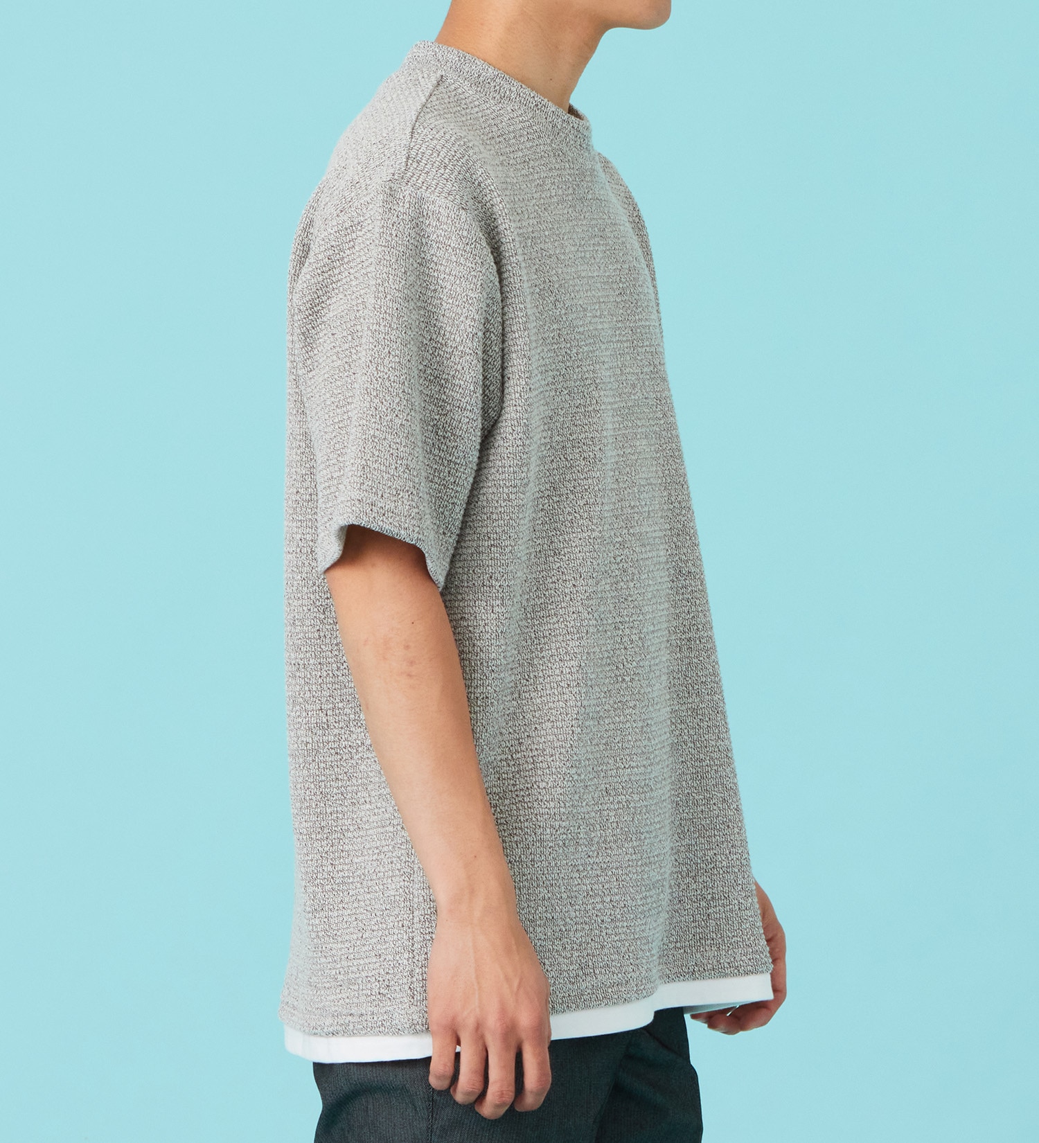 EDWIN(エドウイン)のフェイクレイヤード モックネックTシャツ【アウトレット店舗・WEB限定商品】|トップス/Tシャツ/カットソー/メンズ|グレー