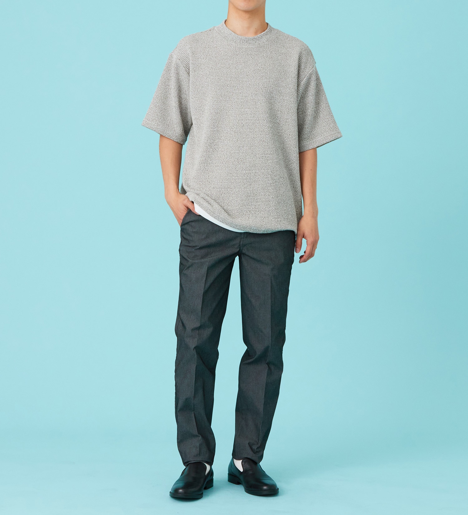 EDWIN(エドウイン)のフェイクレイヤード モックネックTシャツ【アウトレット店舗・WEB限定商品】|トップス/Tシャツ/カットソー/メンズ|グレー