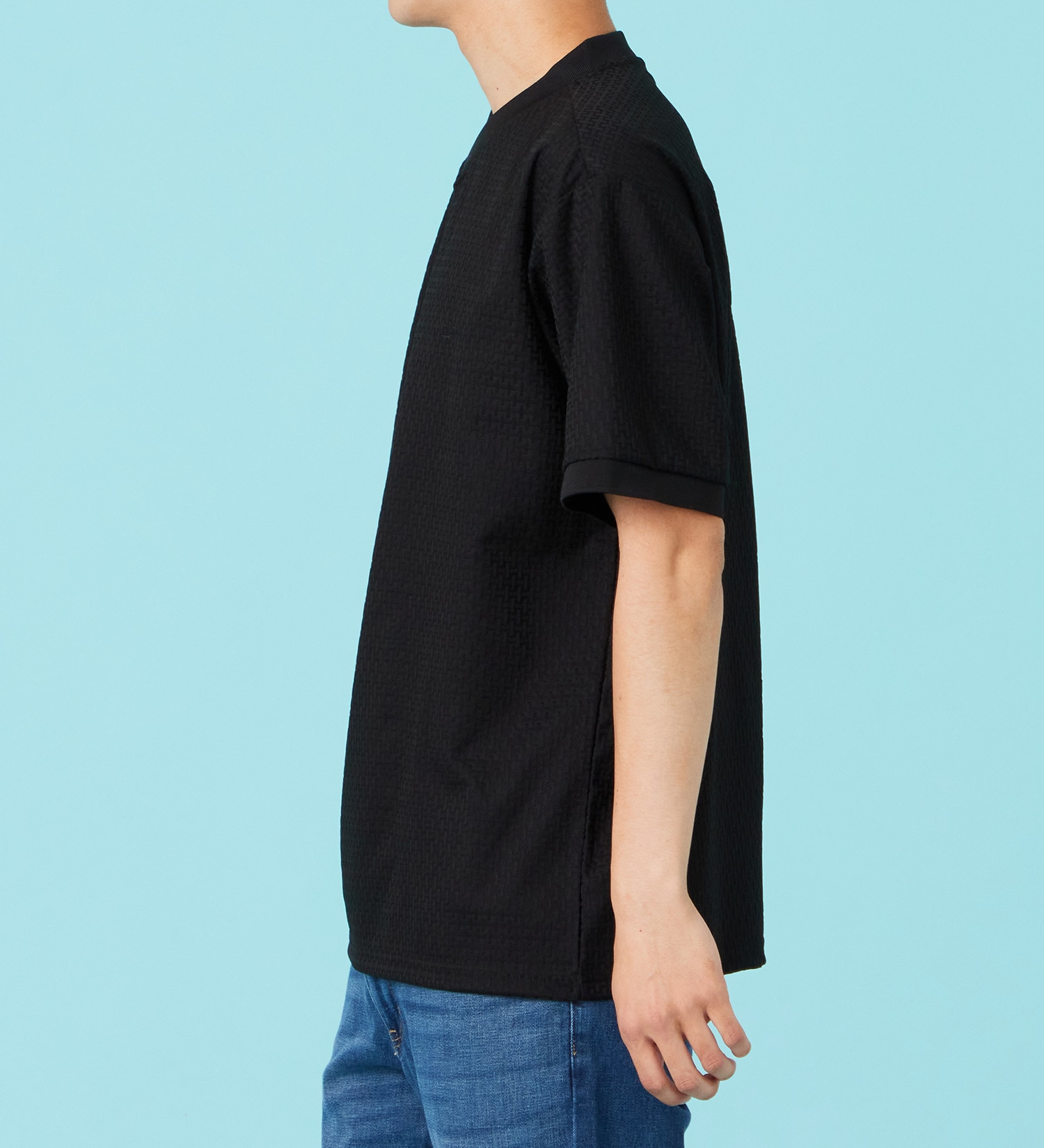 EDWIN(エドウイン)のジャガード VネックTシャツ【アウトレット店舗・WEB限定商品】|トップス/Tシャツ/カットソー/メンズ|ブラック