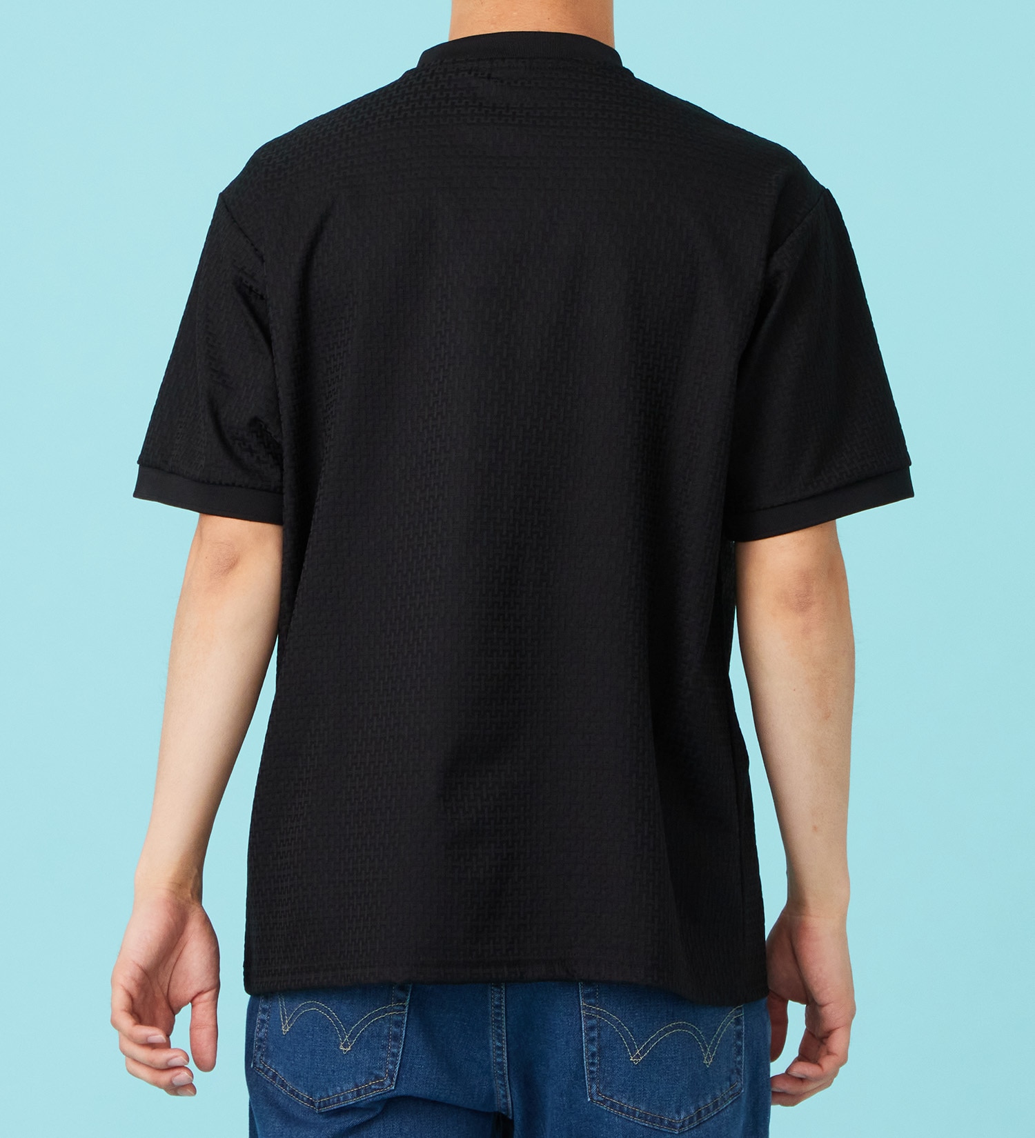 EDWIN(エドウイン)のジャガード VネックTシャツ【アウトレット店舗・WEB限定商品】|トップス/Tシャツ/カットソー/メンズ|ブラック