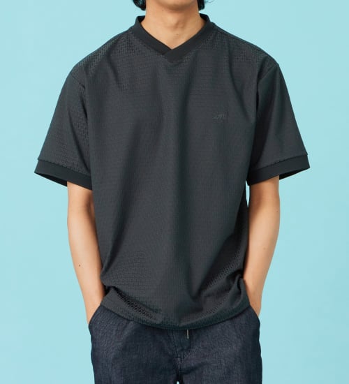 EDWIN(エドウイン)のジャガード VネックTシャツ【アウトレット店舗・WEB限定商品】|トップス/Tシャツ/カットソー/メンズ|ダークグレー