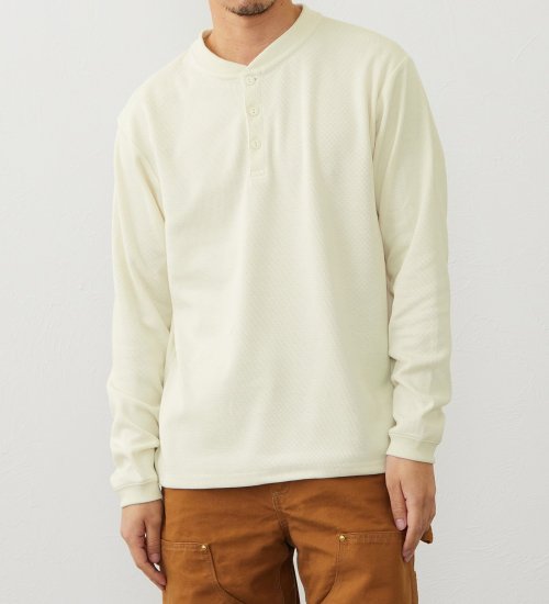 EDWIN(エドウイン)のヘンリーネックロングTシャツ【アウトレット店舗・WEB限定商品】|トップス/Tシャツ/カットソー/メンズ|ホワイト