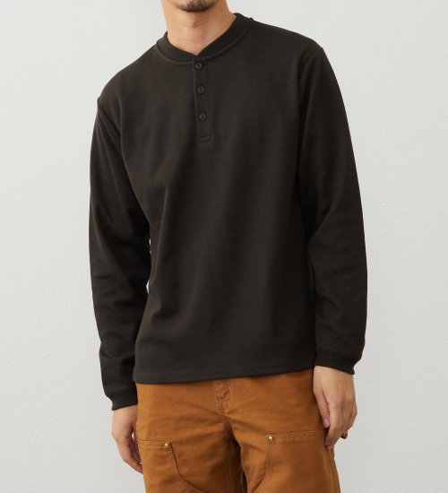 EDWIN(エドウイン)のヘンリーネックロングTシャツ【アウトレット店舗・WEB限定商品】|トップス/Tシャツ/カットソー/メンズ|チャコール