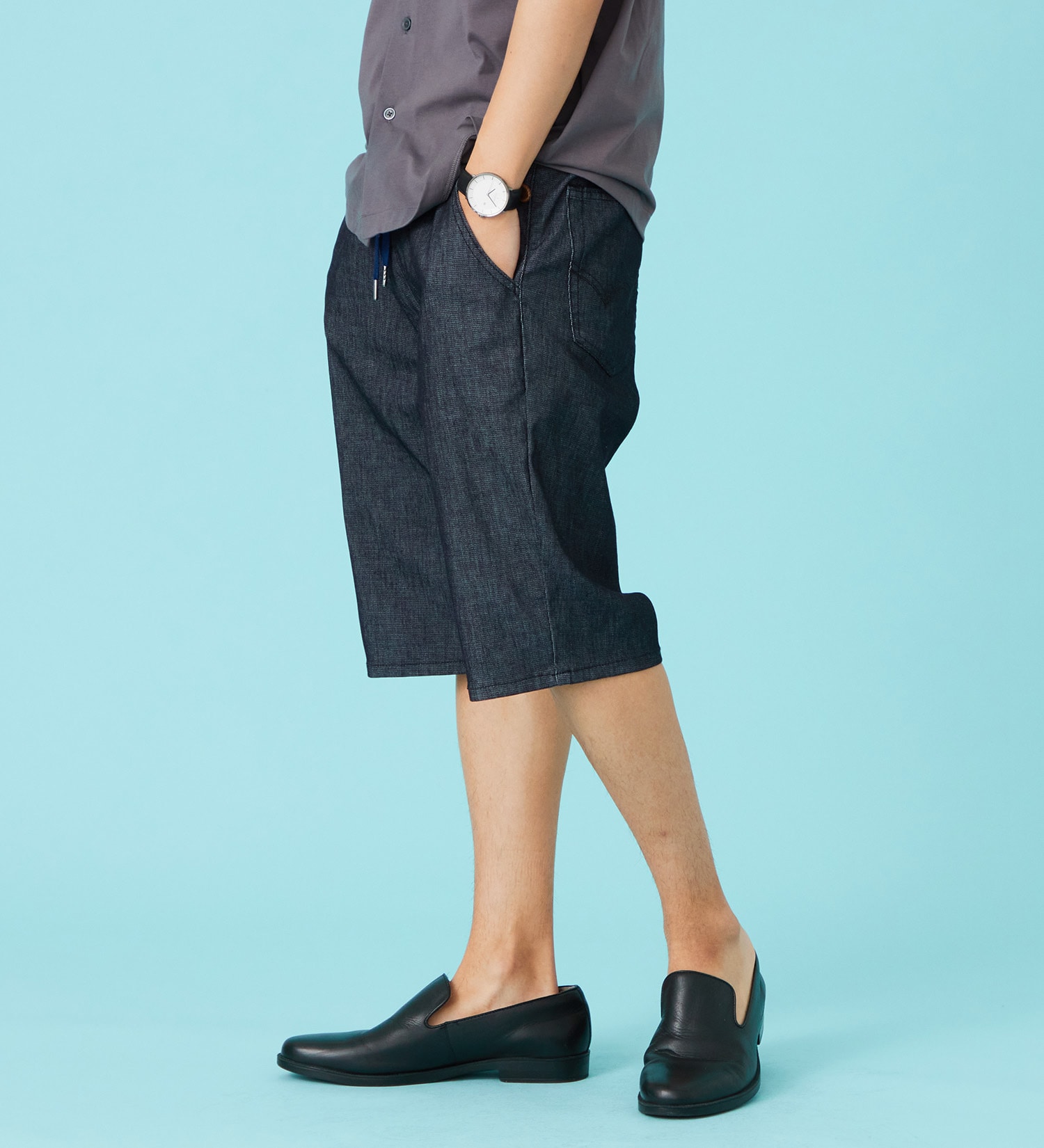 EDWIN(エドウイン)の【GW SALE】【涼】ジャージーズ COOL デニムショートパンツ ストレッチ 麻 ドライタッチ|パンツ/パンツ/メンズ|ネイビー