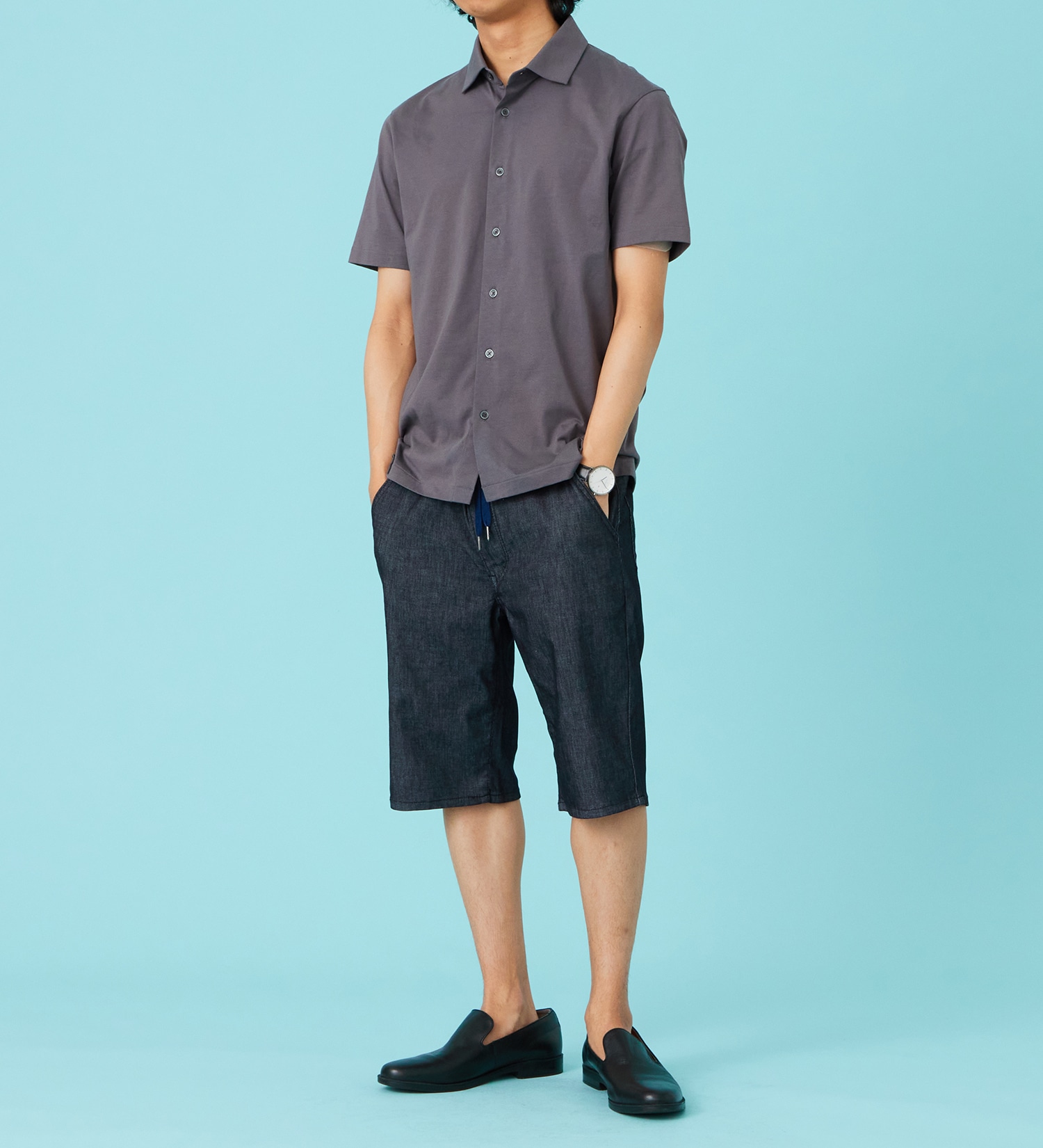 EDWIN(エドウイン)の【GW SALE】【涼】ジャージーズ COOL デニムショートパンツ ストレッチ 麻 ドライタッチ|パンツ/パンツ/メンズ|ネイビー