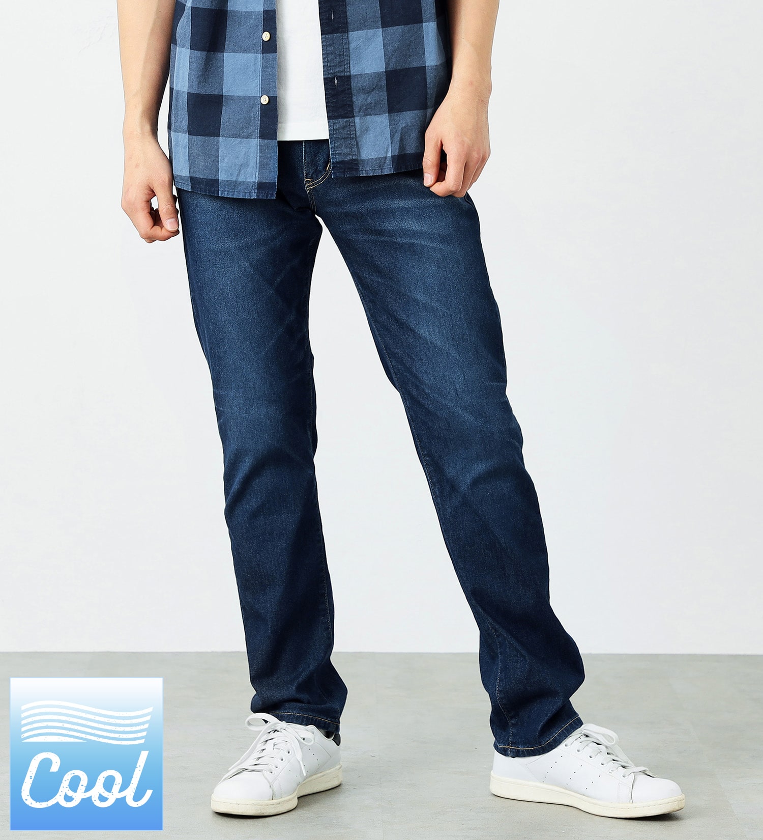 EDWIN(エドウイン)の【サマーセール】ジャージーズ COOL レギュラーストレートパンツ(MOTION DENIM)|パンツ/デニムパンツ/メンズ|濃色ブルー