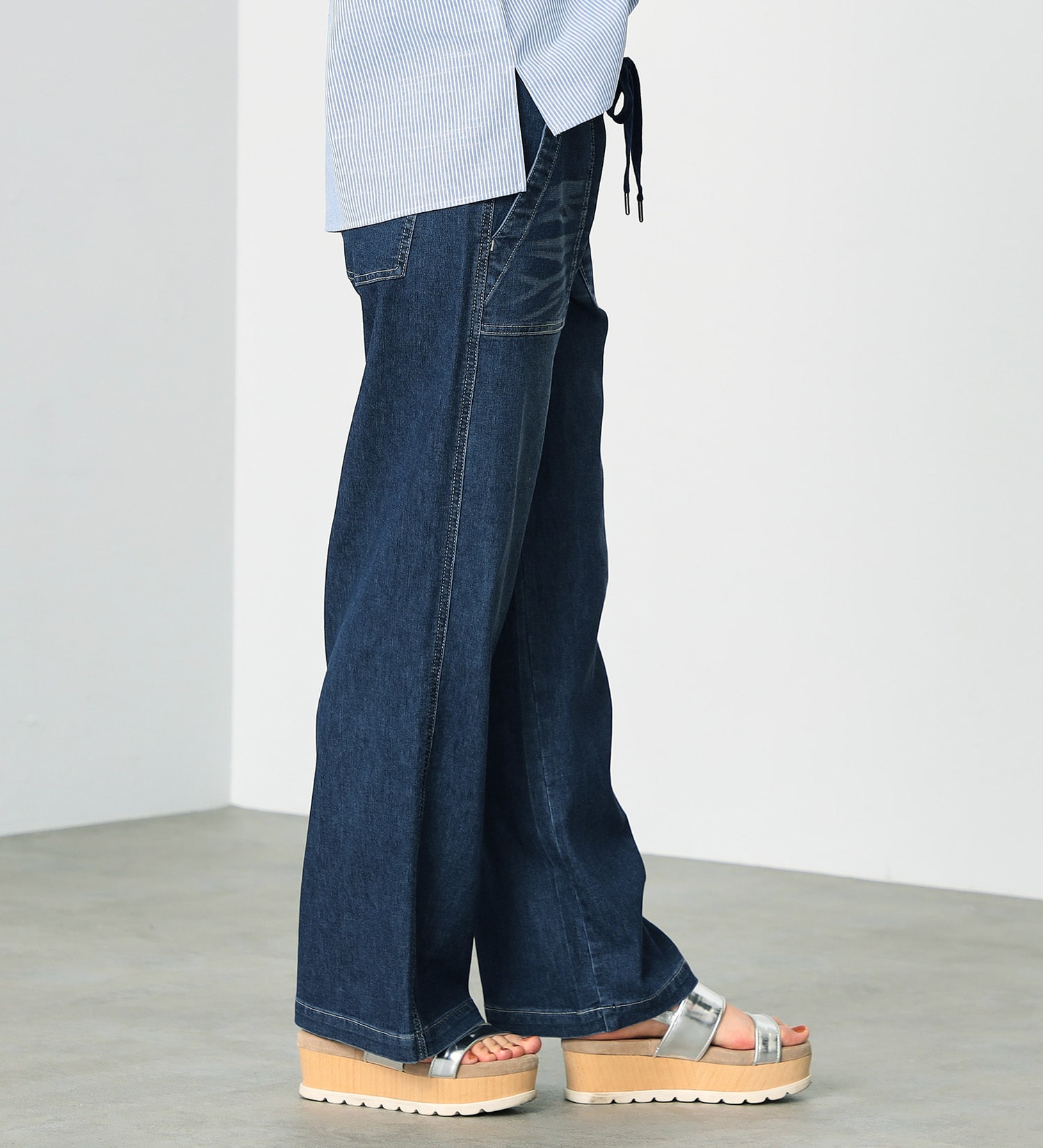 EDWIN(エドウイン)の【試着対象】EDWIN LADIES ジャージーズCOOL イージーベイカーパンツ【涼】|パンツ/デニムパンツ/レディース|濃色ブルー