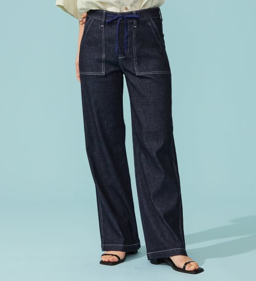 【予約P】EDWIN LADIES ジャージーズ COOLイージーベイカーワイドデニムパンツ【涼】