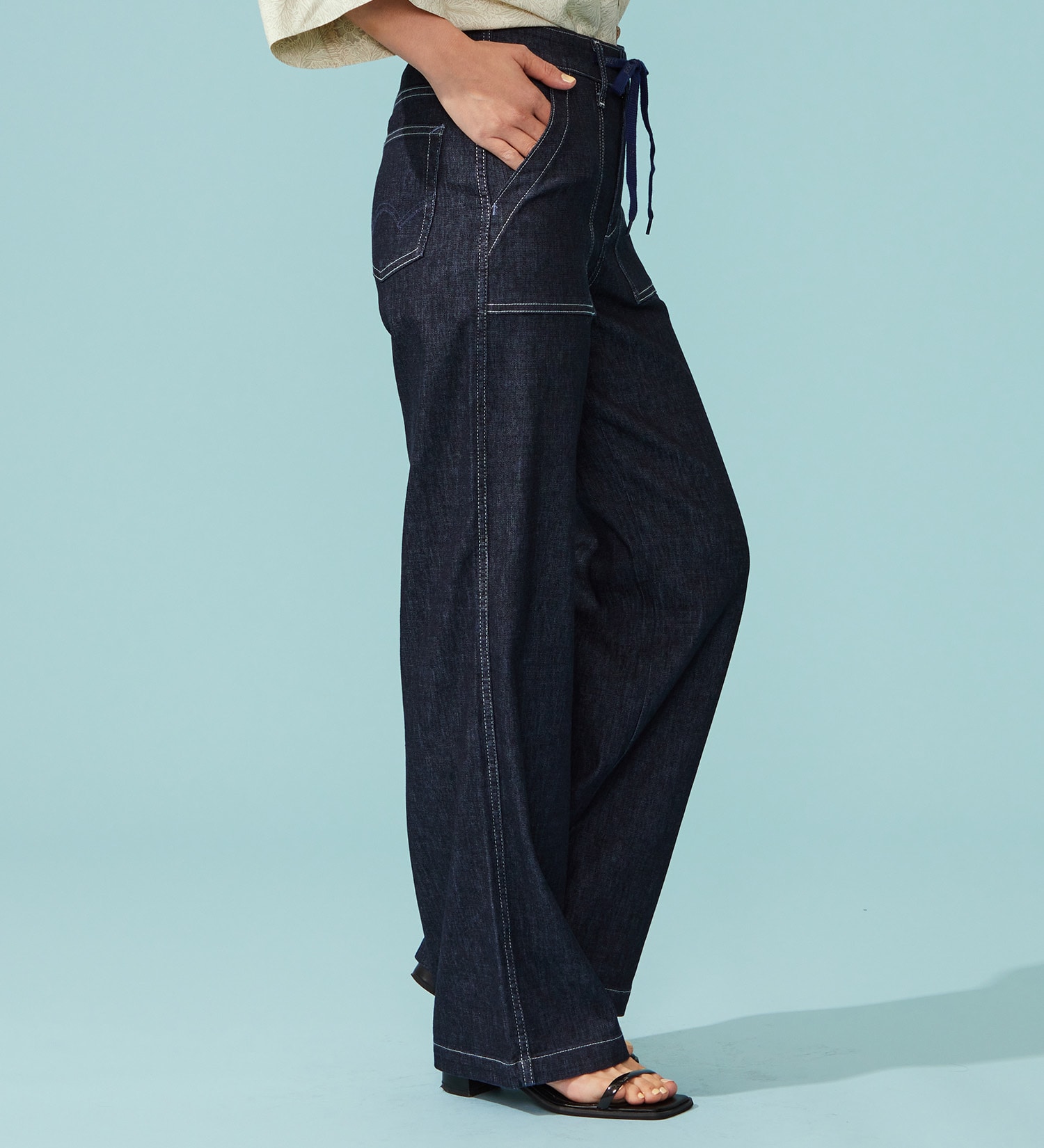 EDWIN(エドウイン)の【予約P】EDWIN LADIES ジャージーズ COOLイージーベイカーワイドデニムパンツ【涼】|パンツ/デニム / ジーンズパンツ/レディース|インディゴブルー