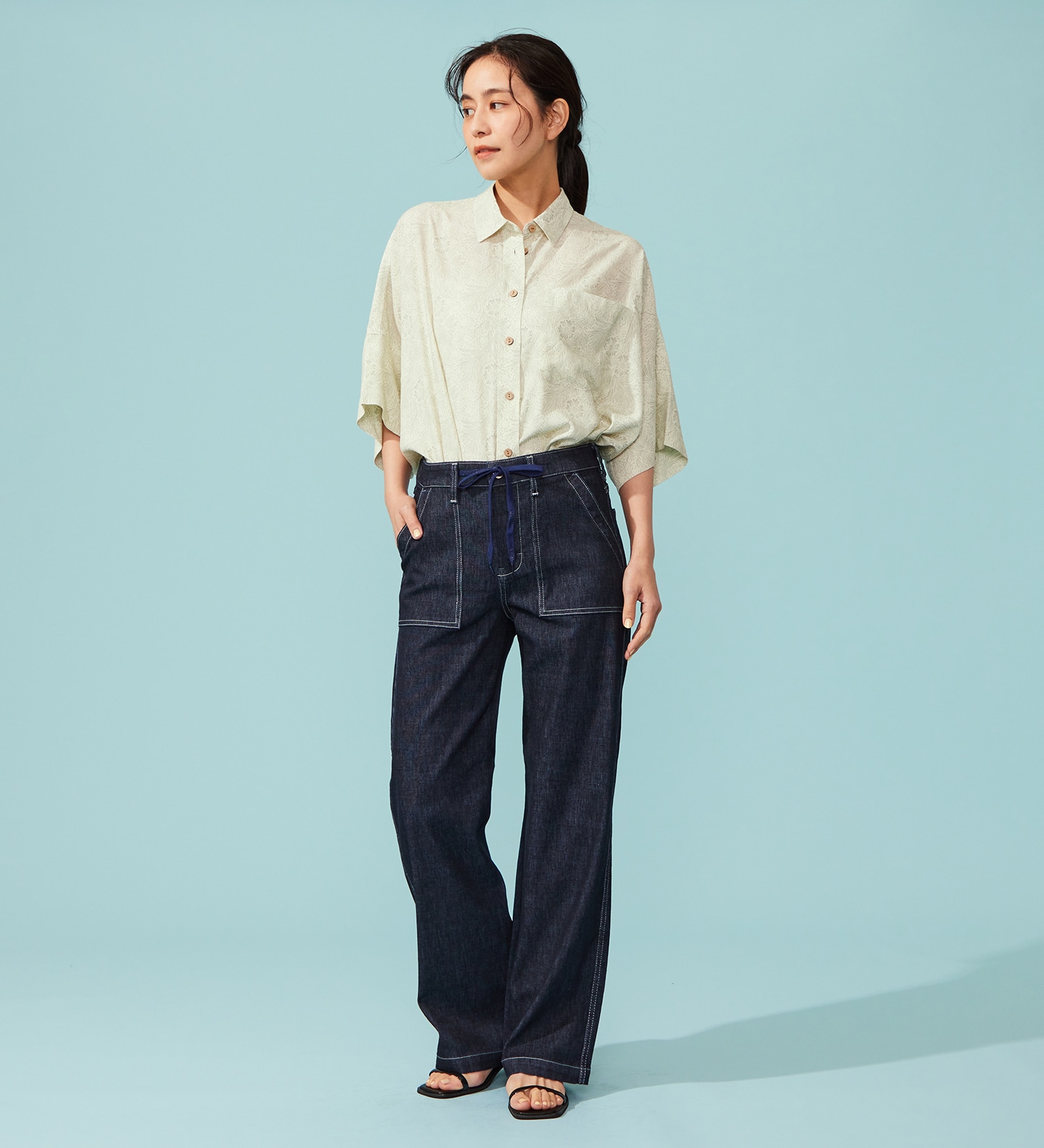 EDWIN(エドウイン)の【予約P】EDWIN LADIES ジャージーズ COOLイージーベイカーワイドデニムパンツ【涼】|パンツ/デニム / ジーンズパンツ/レディース|インディゴブルー