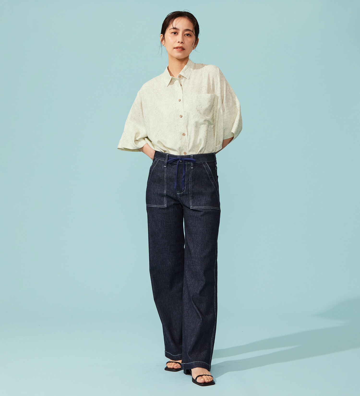 EDWIN(エドウイン)の【予約P】EDWIN LADIES ジャージーズ COOLイージーベイカーワイドデニムパンツ【涼】|パンツ/デニム / ジーンズパンツ/レディース|インディゴブルー