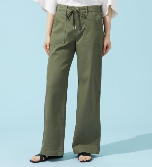 EDWIN(エドウイン)の【予約P】EDWIN LADIES ジャージーズ COOLイージーベイカーワイドデニムパンツ【涼】|パンツ/デニム / ジーンズパンツ/レディース|グリーン