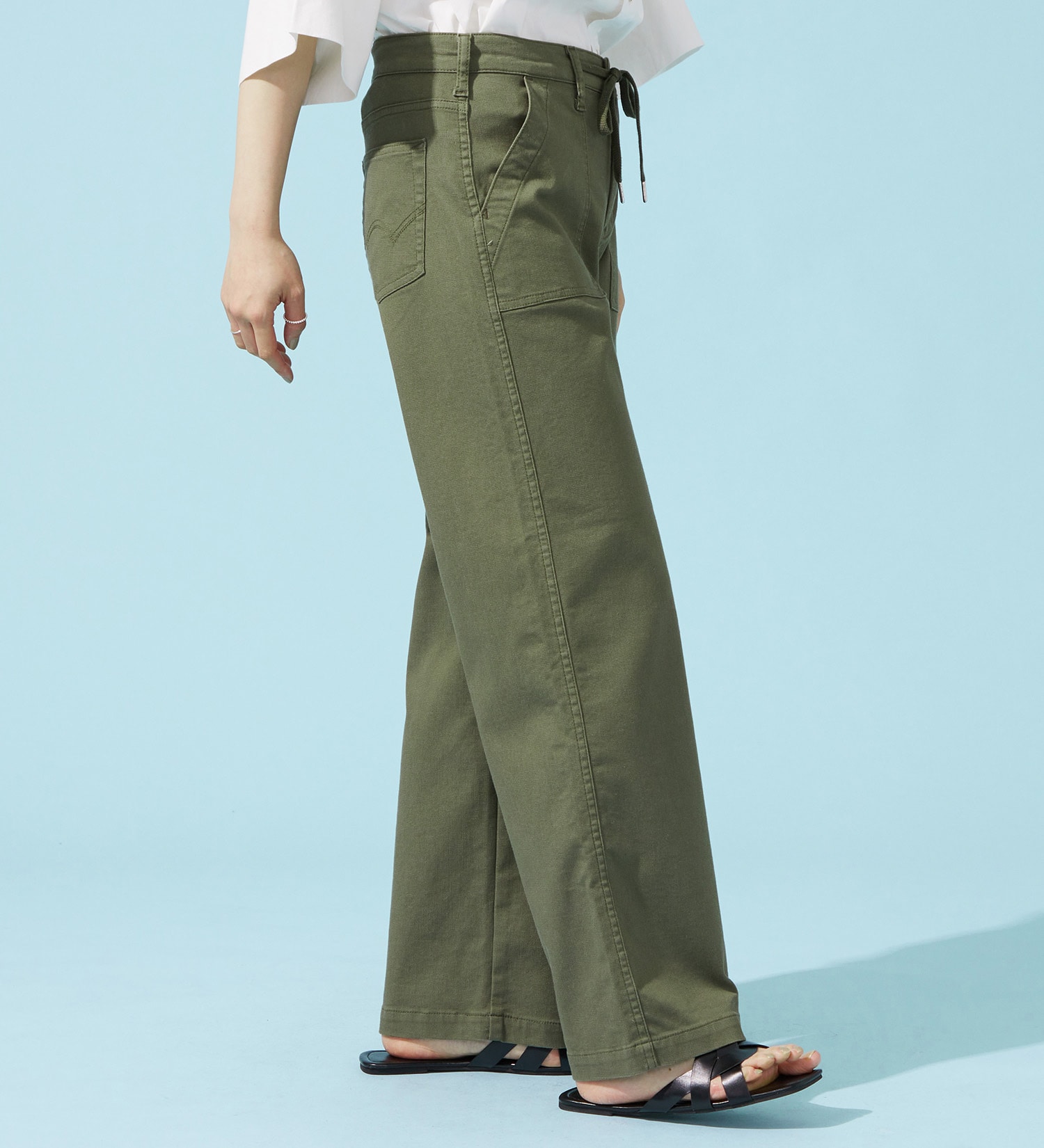 EDWIN(エドウイン)の【予約P】EDWIN LADIES ジャージーズ COOLイージーベイカーワイドデニムパンツ【涼】|パンツ/デニム / ジーンズパンツ/レディース|グリーン