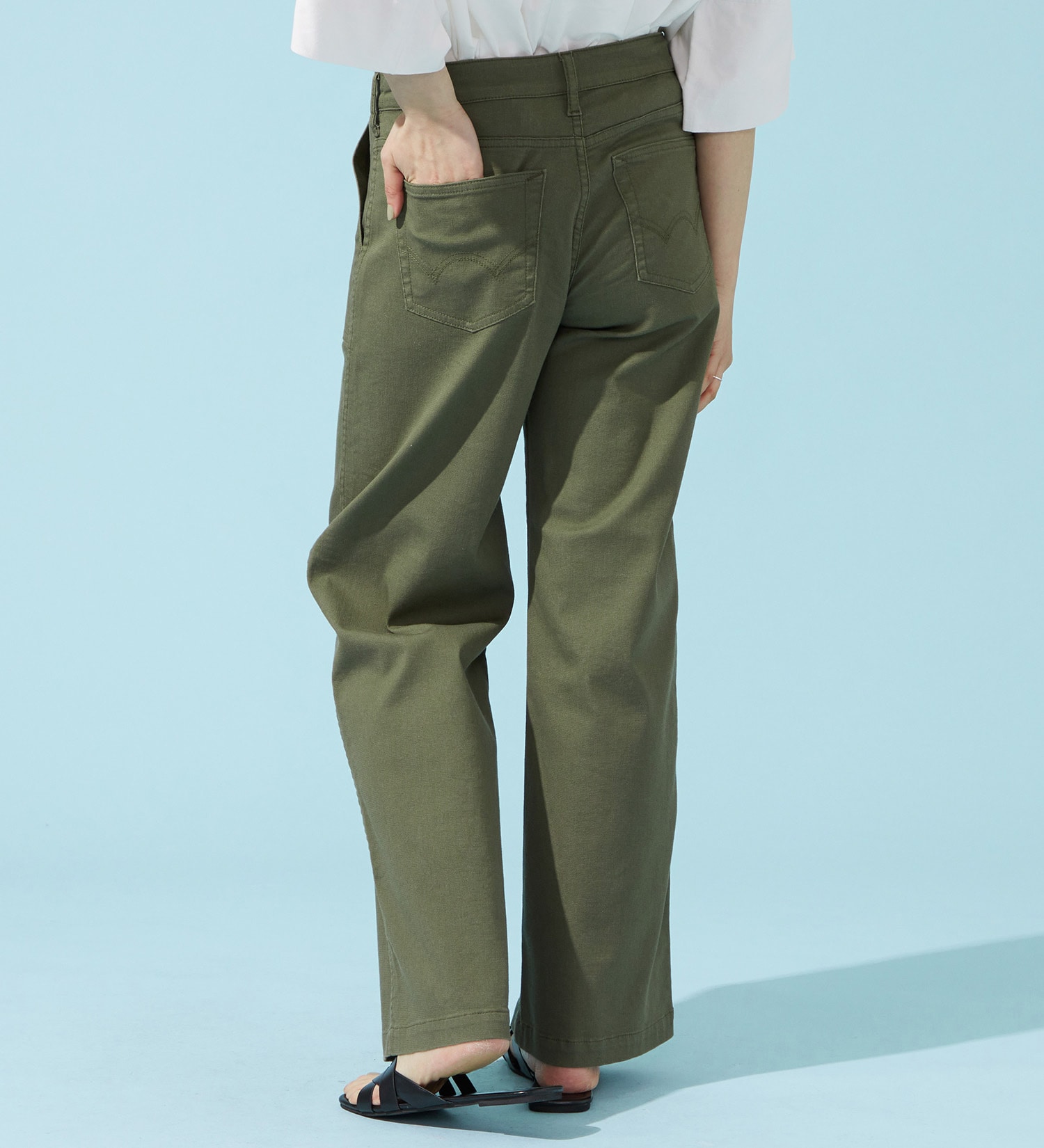 EDWIN(エドウイン)の【予約P】EDWIN LADIES ジャージーズ COOLイージーベイカーワイドデニムパンツ【涼】|パンツ/デニム / ジーンズパンツ/レディース|グリーン