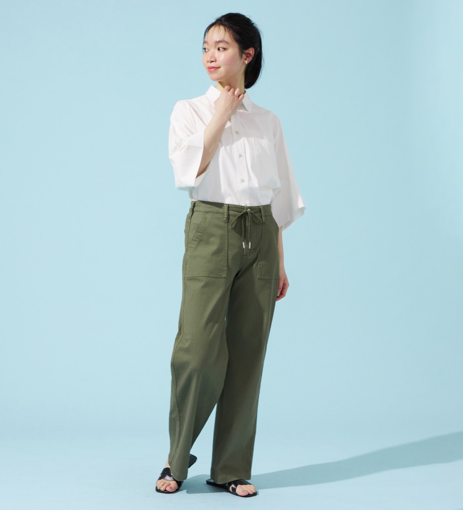 EDWIN(エドウイン)の【予約P】EDWIN LADIES ジャージーズ COOLイージーベイカーワイドデニムパンツ【涼】|パンツ/デニム / ジーンズパンツ/レディース|グリーン