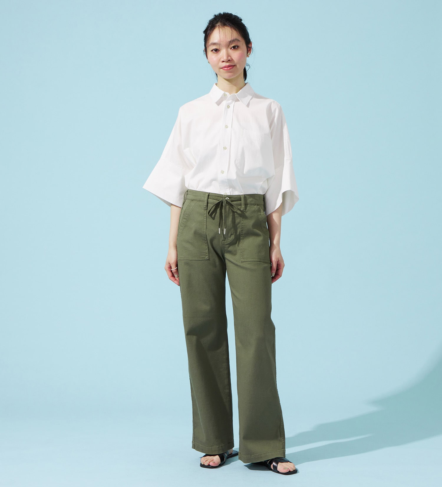 EDWIN(エドウイン)の【予約P】EDWIN LADIES ジャージーズ COOLイージーベイカーワイドデニムパンツ【涼】|パンツ/デニム / ジーンズパンツ/レディース|グリーン