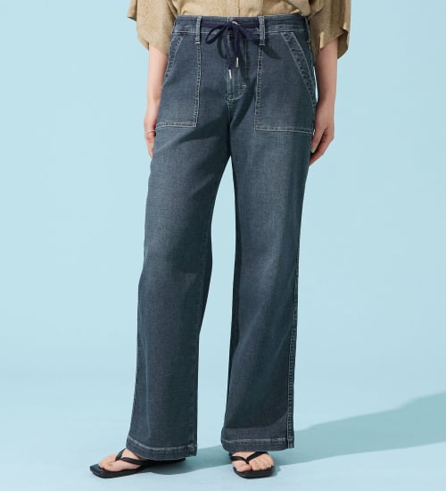 EDWIN(エドウイン)の【予約P】EDWIN LADIES ジャージーズ COOLイージーベイカーワイドデニムパンツ【涼】|パンツ/デニム / ジーンズパンツ/レディース|濃色ブルー