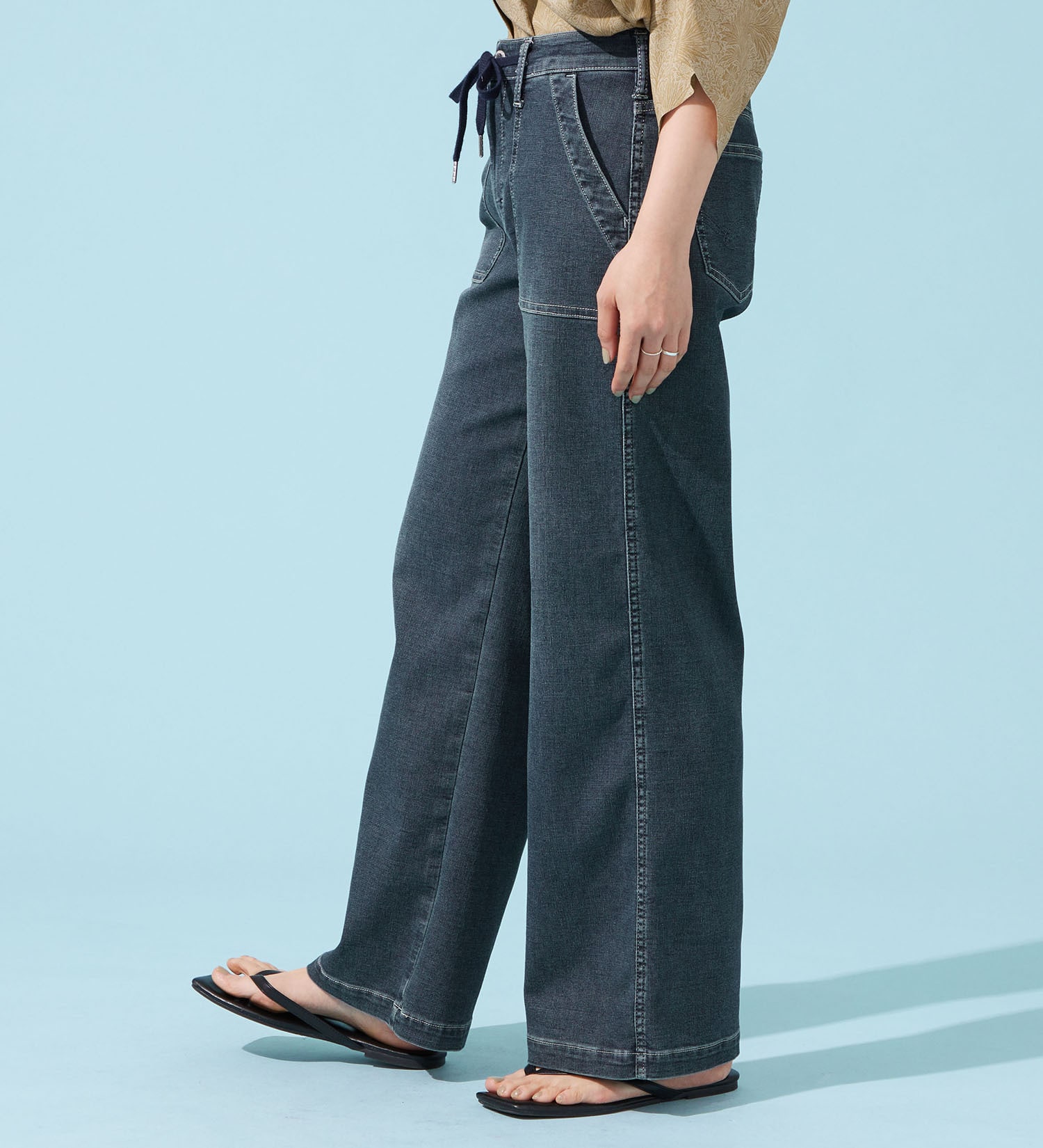 EDWIN(エドウイン)の【予約P】EDWIN LADIES ジャージーズ COOLイージーベイカーワイドデニムパンツ【涼】|パンツ/デニム / ジーンズパンツ/レディース|濃色ブルー